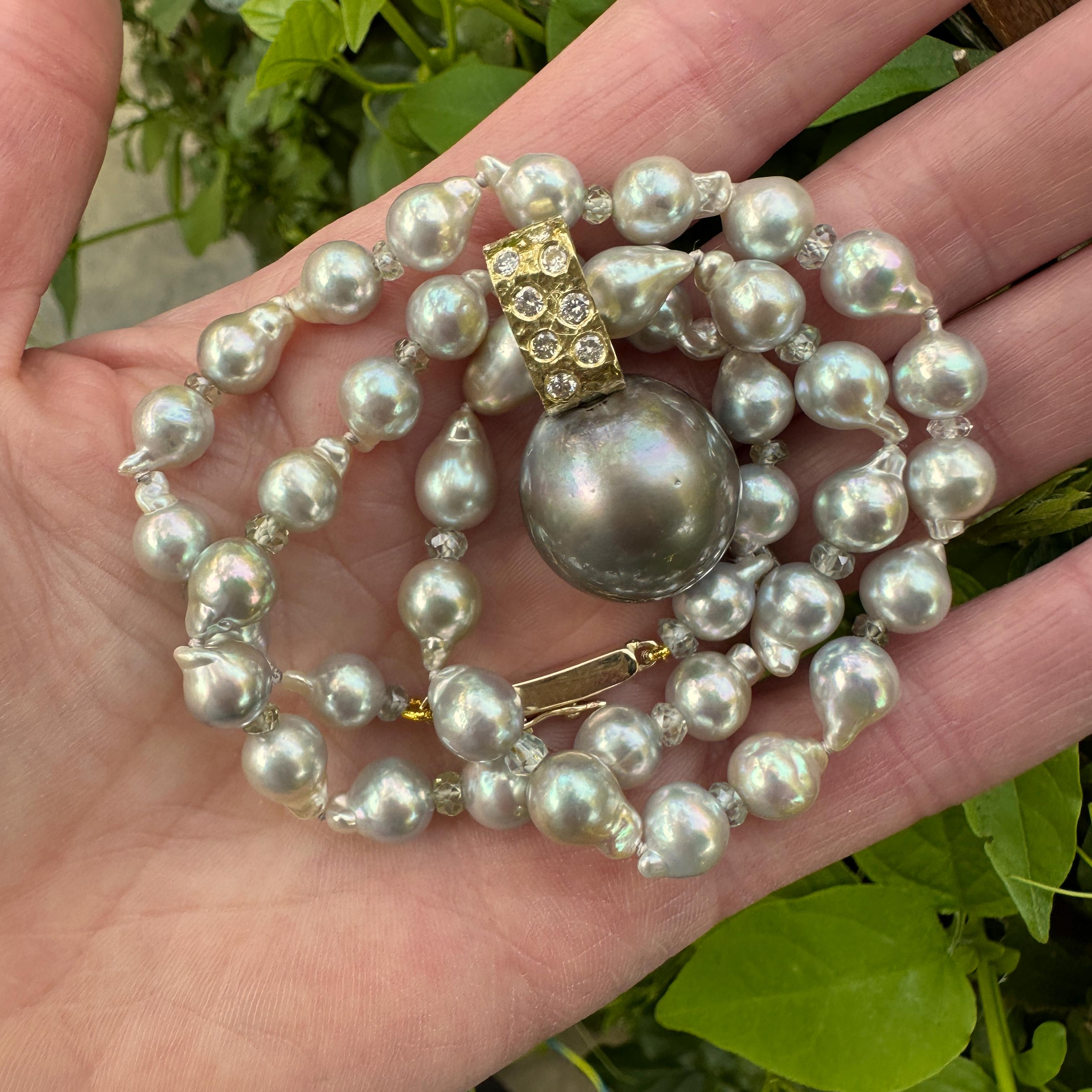 Tahitian Pearl & Diamond Enhancer in 18K Gold with 18