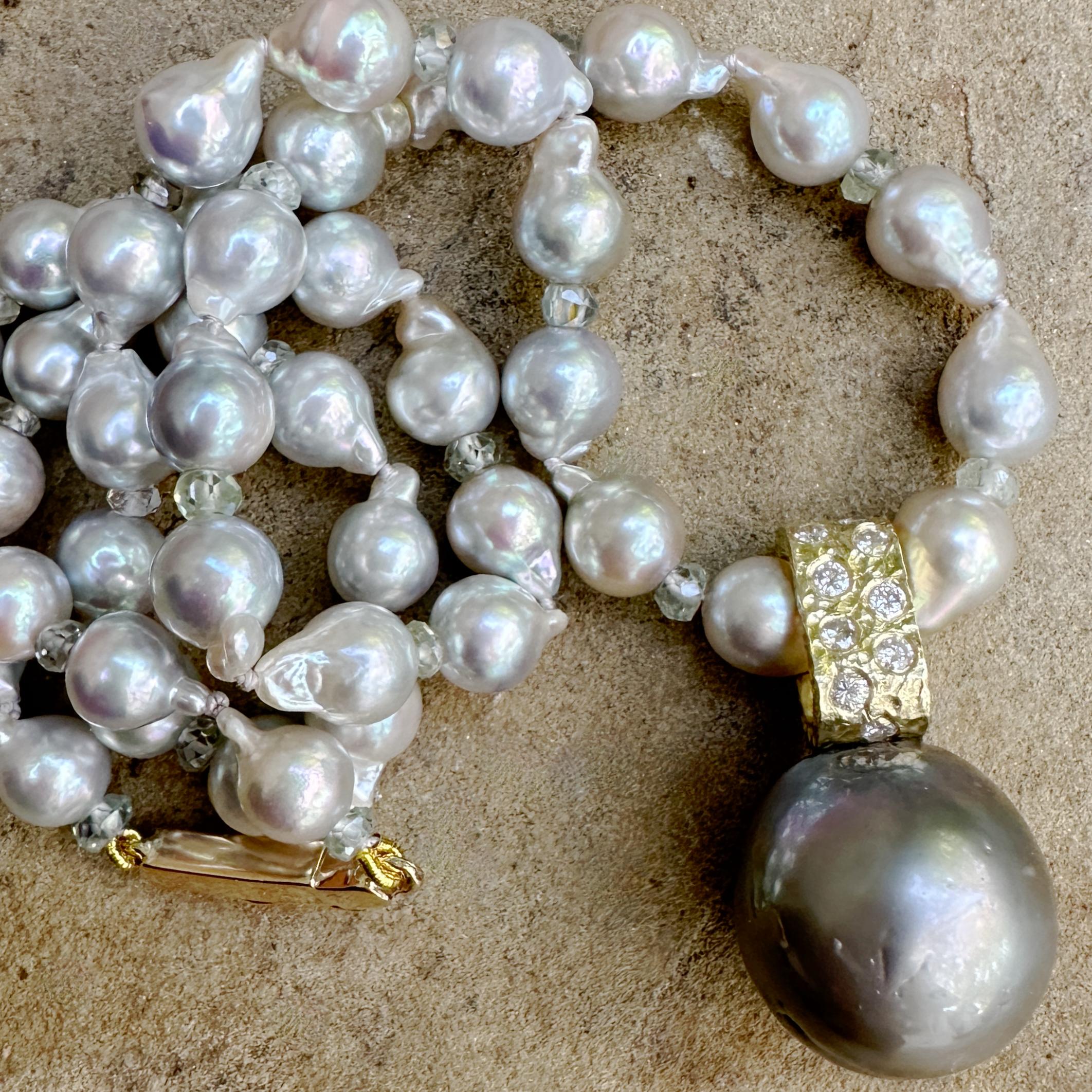 Tahitian Pearl & Diamond Enhancer in 18K Gold with 18