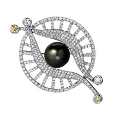 Tahitian Pearl Diamond Gold Eye Brooch