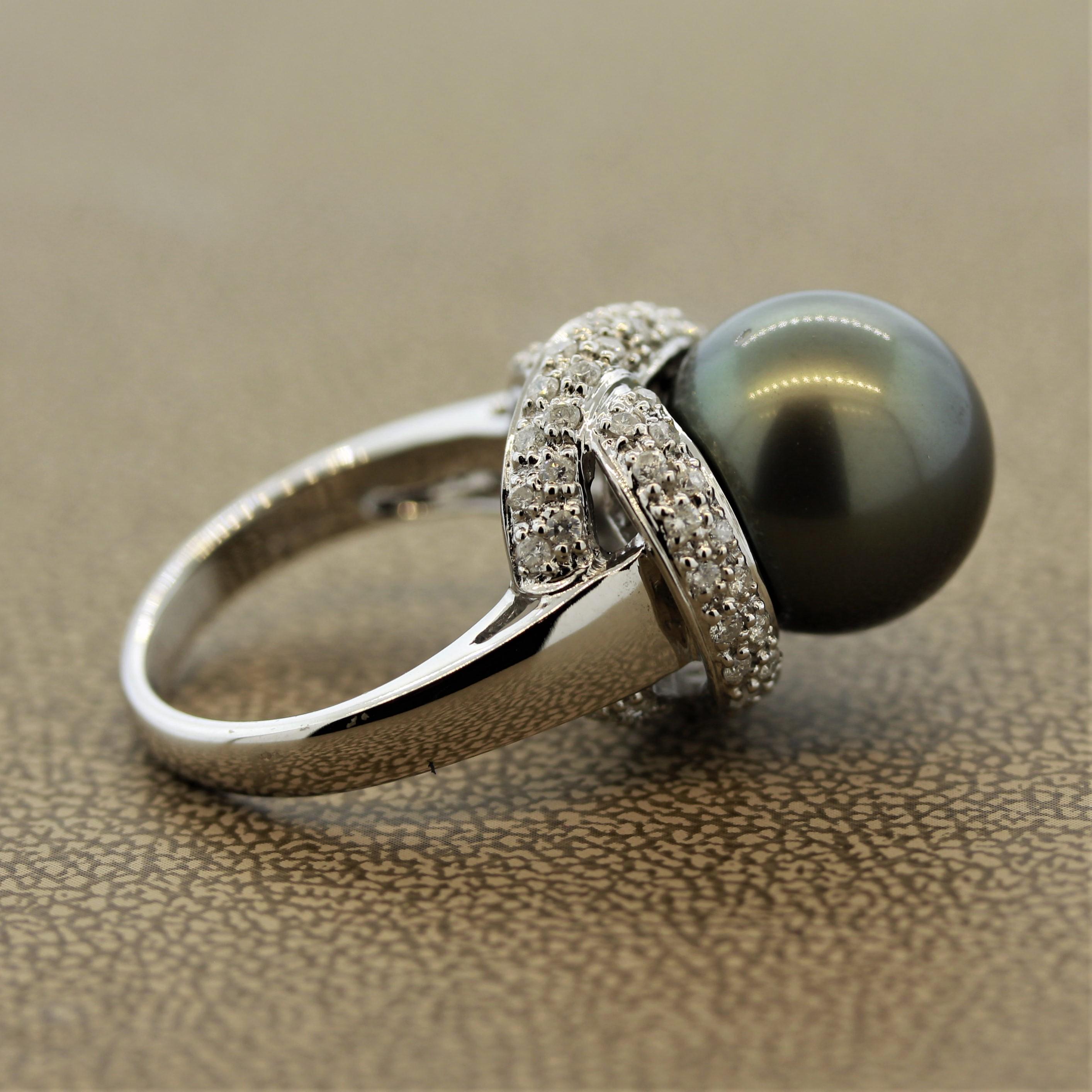 Tahitian Pearl Diamond Gold Ring 1