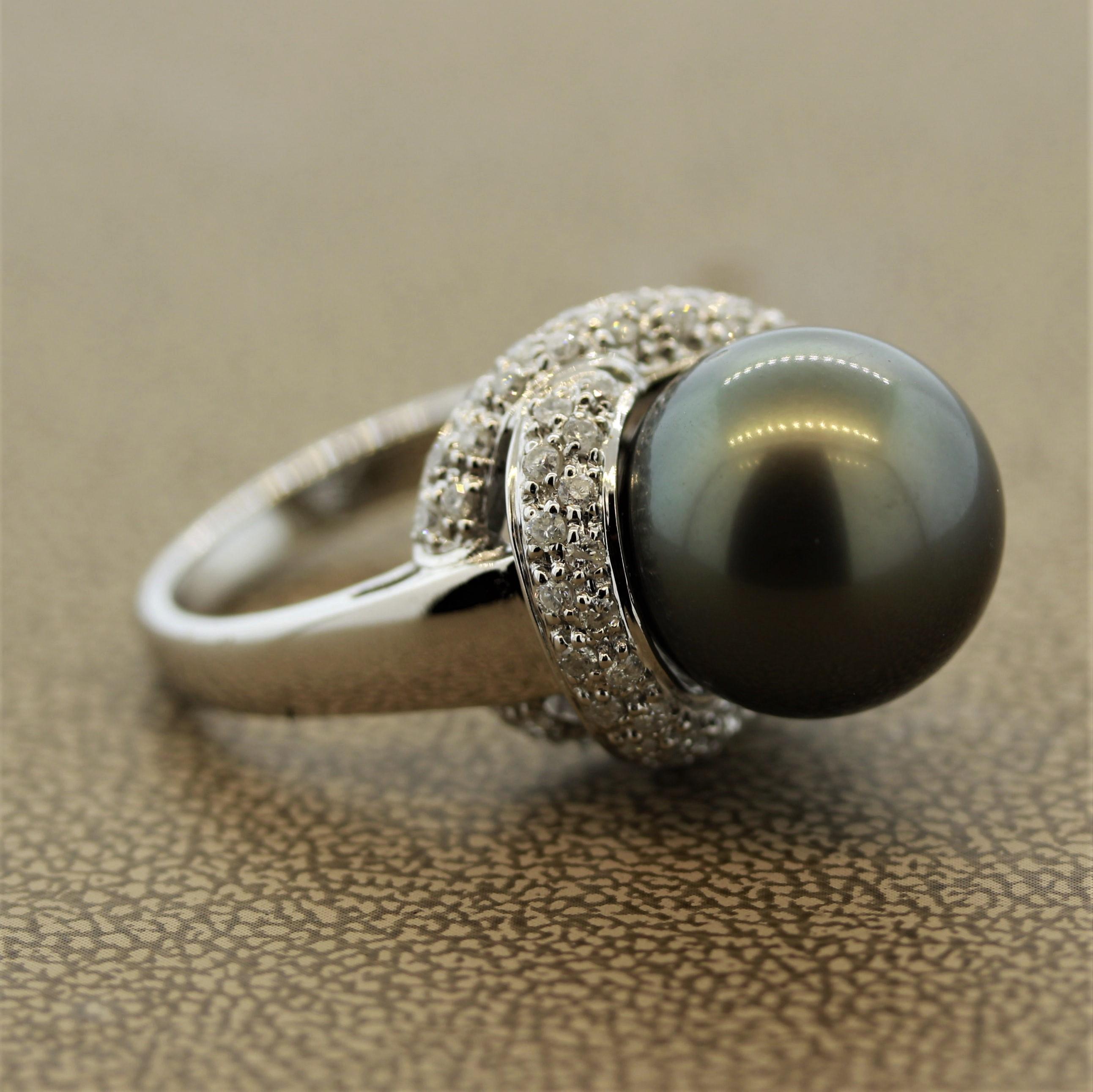 Tahitian Pearl Diamond Gold Ring 2