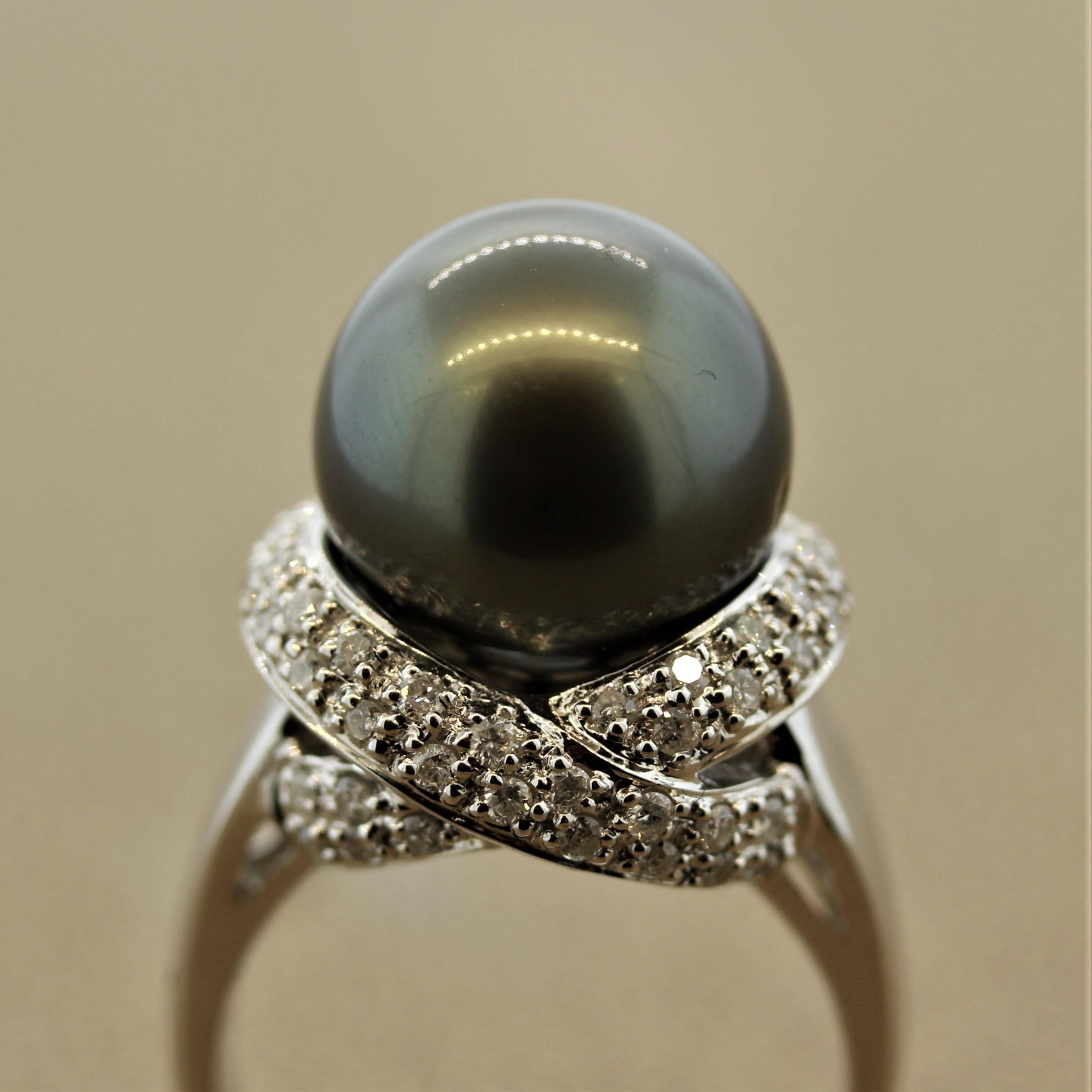Tahitian Pearl Diamond Gold Ring 3
