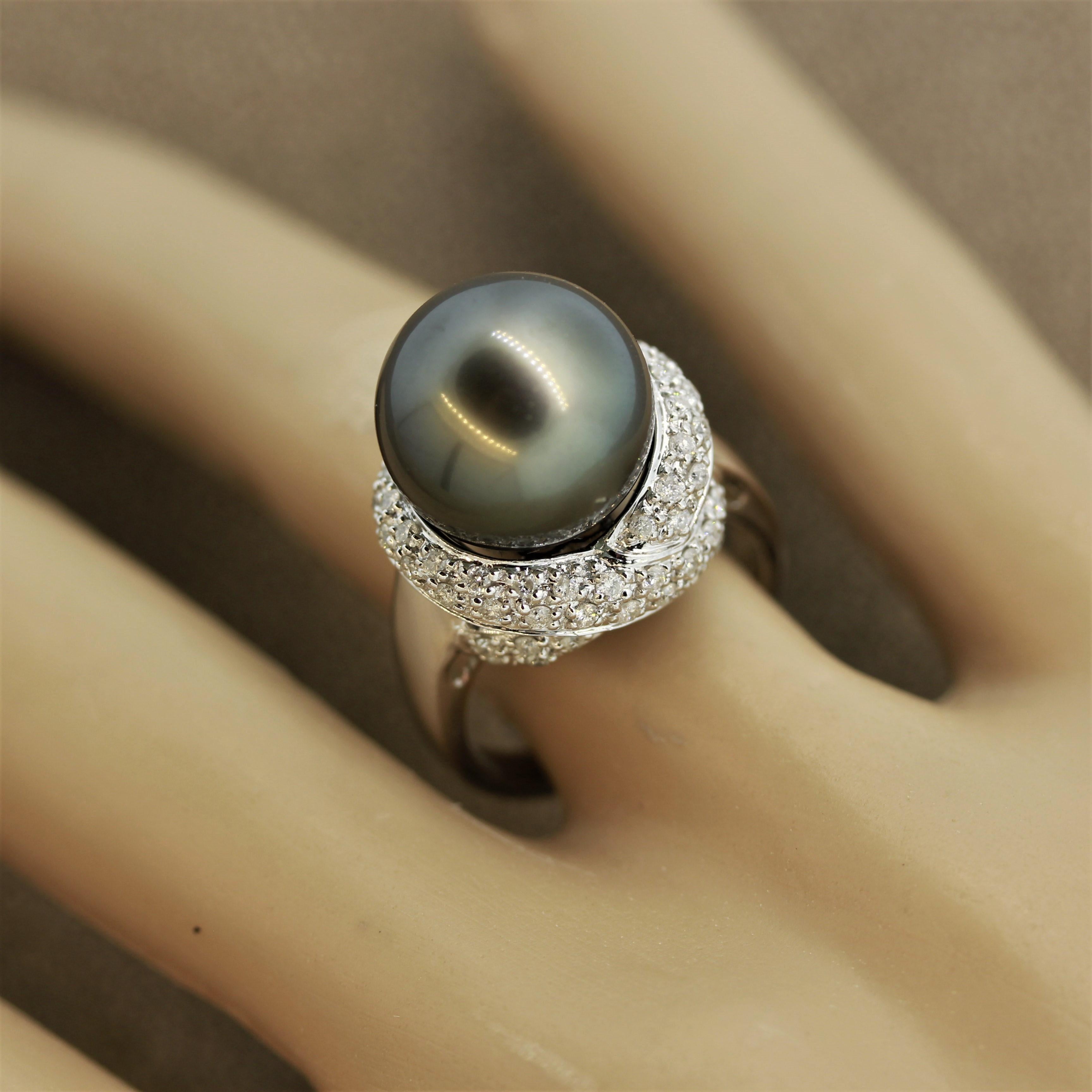 Tahitian Pearl Diamond Gold Ring 4