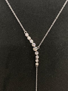 Tahitian Pearl Diamond Lariat Necklace 0.51 Carat 18 Karat White Gold