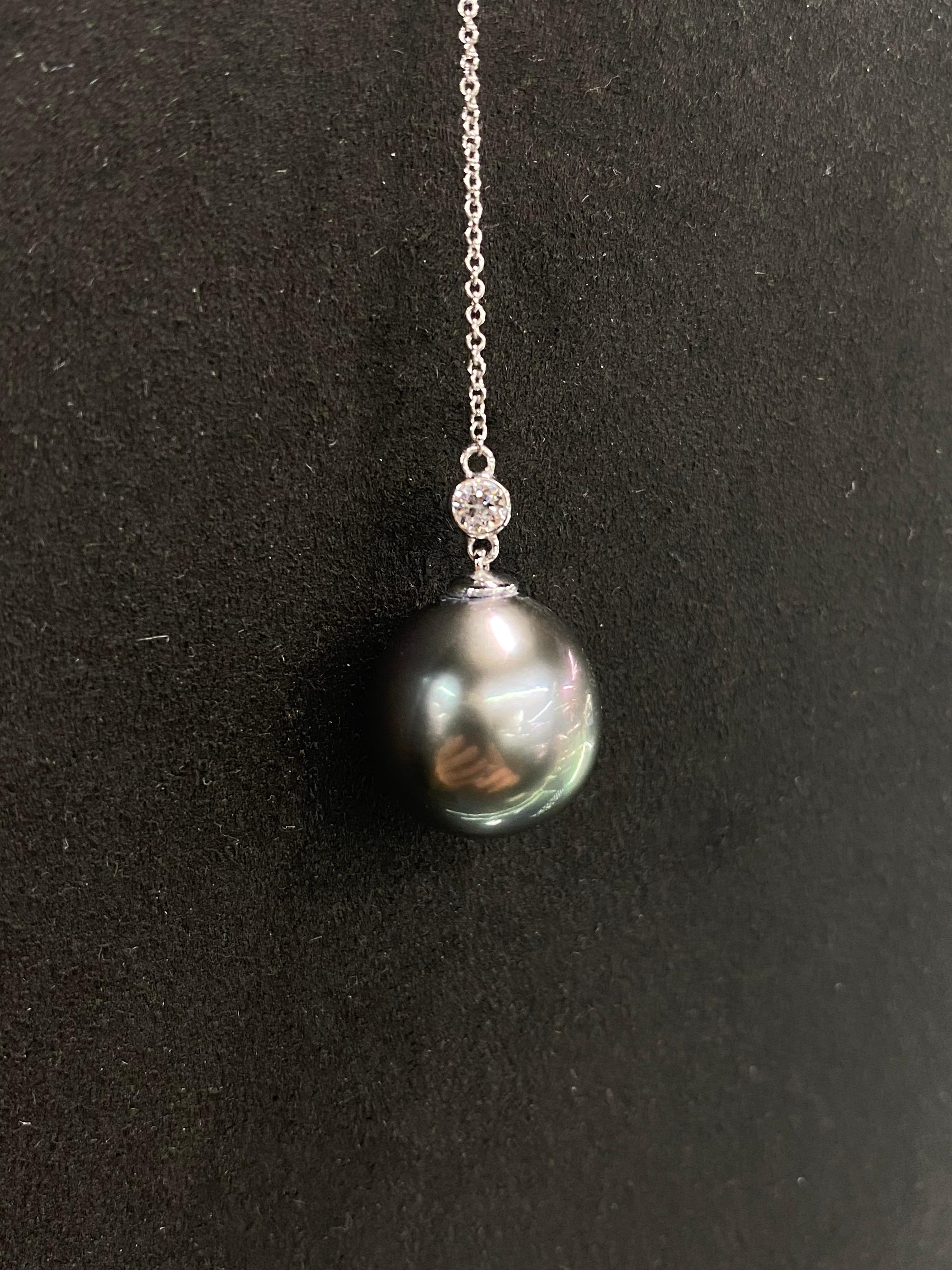 black pearl lariat necklace