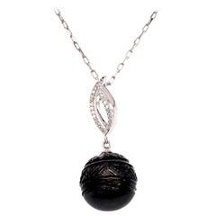 Pendentif en or 18 carats avec diamants et perle de Tahiti de 13,5 mm certifié