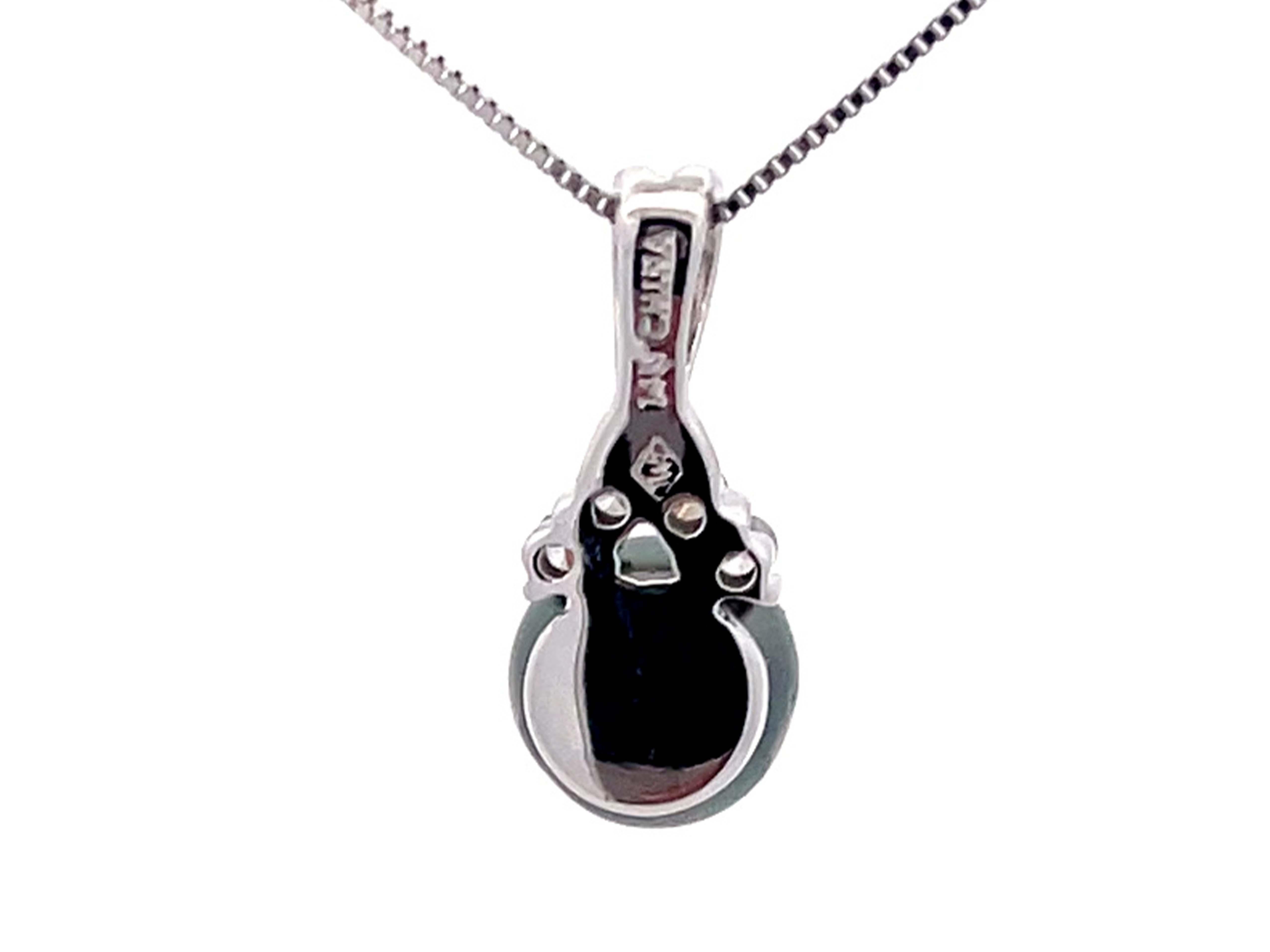 Tahitian Pearl Diamond Pendant and Chain in 14k White Gold For Sale 1