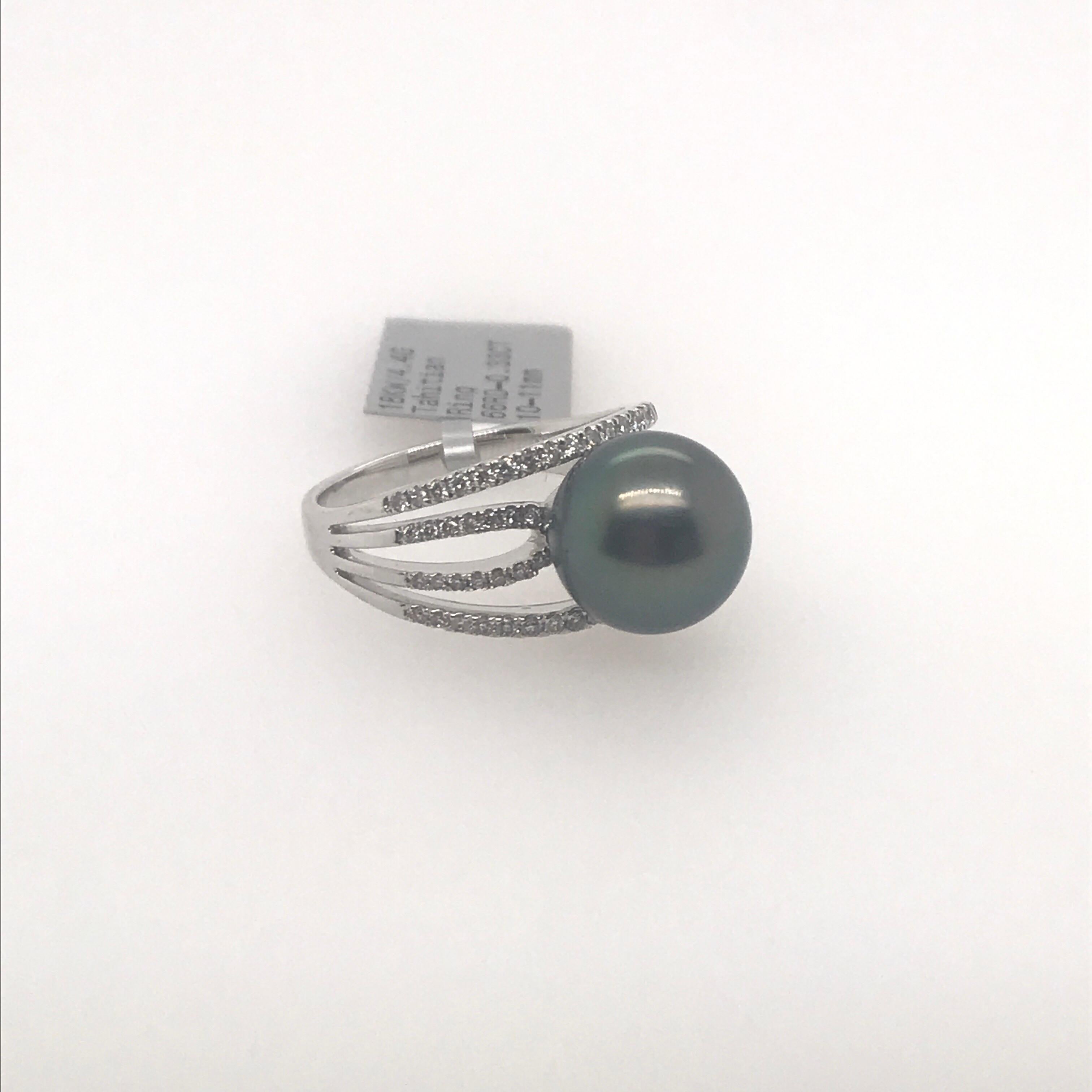 Anillo de Diamantes Perla de Tahití 0,33 Quilates 18 Quilates en venta 1