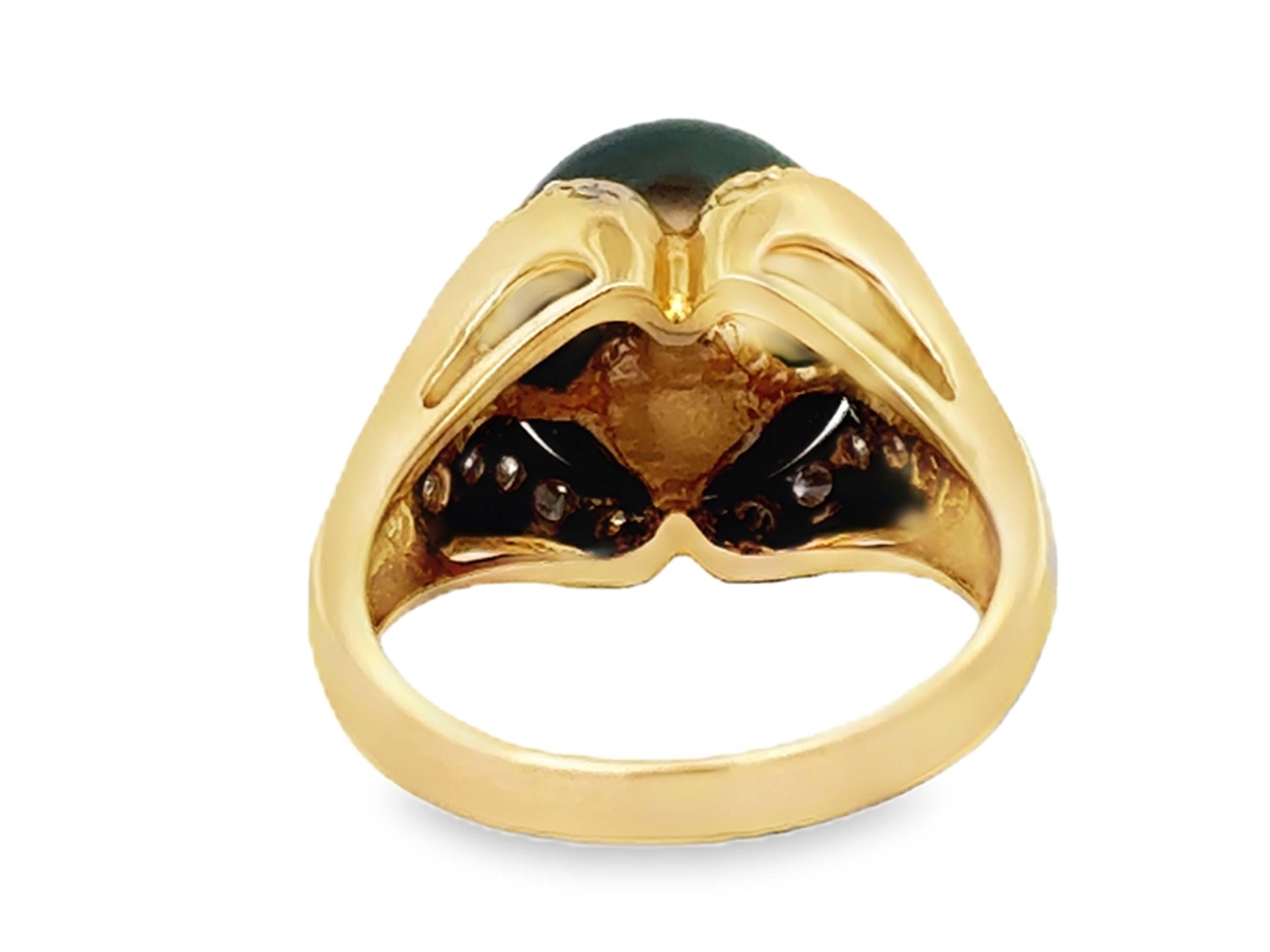 Tahitian Pearl Diamond Ring 14K Yellow Gold For Sale 2