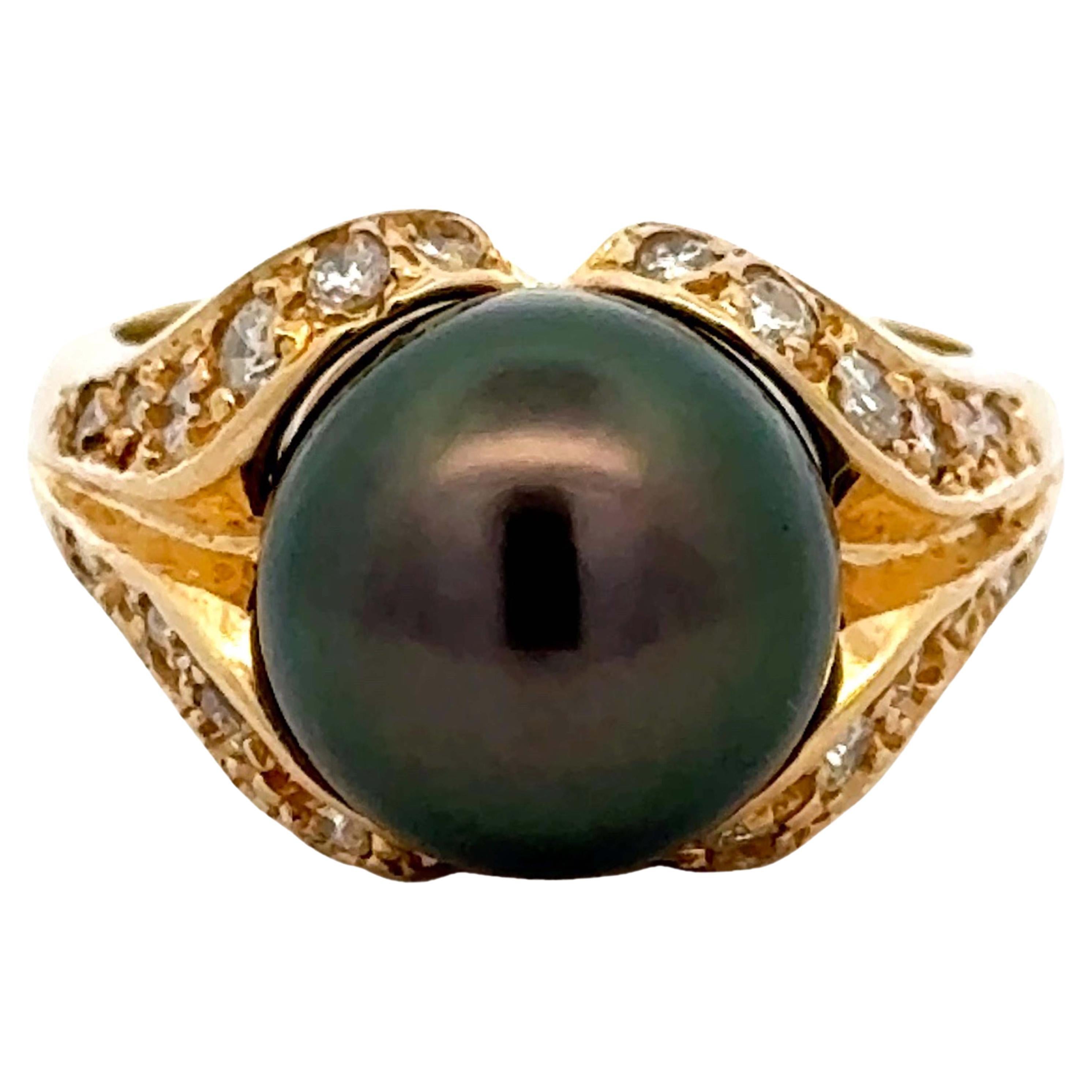 Anillo Diamante Perla de Tahití Oro Amarillo 14K