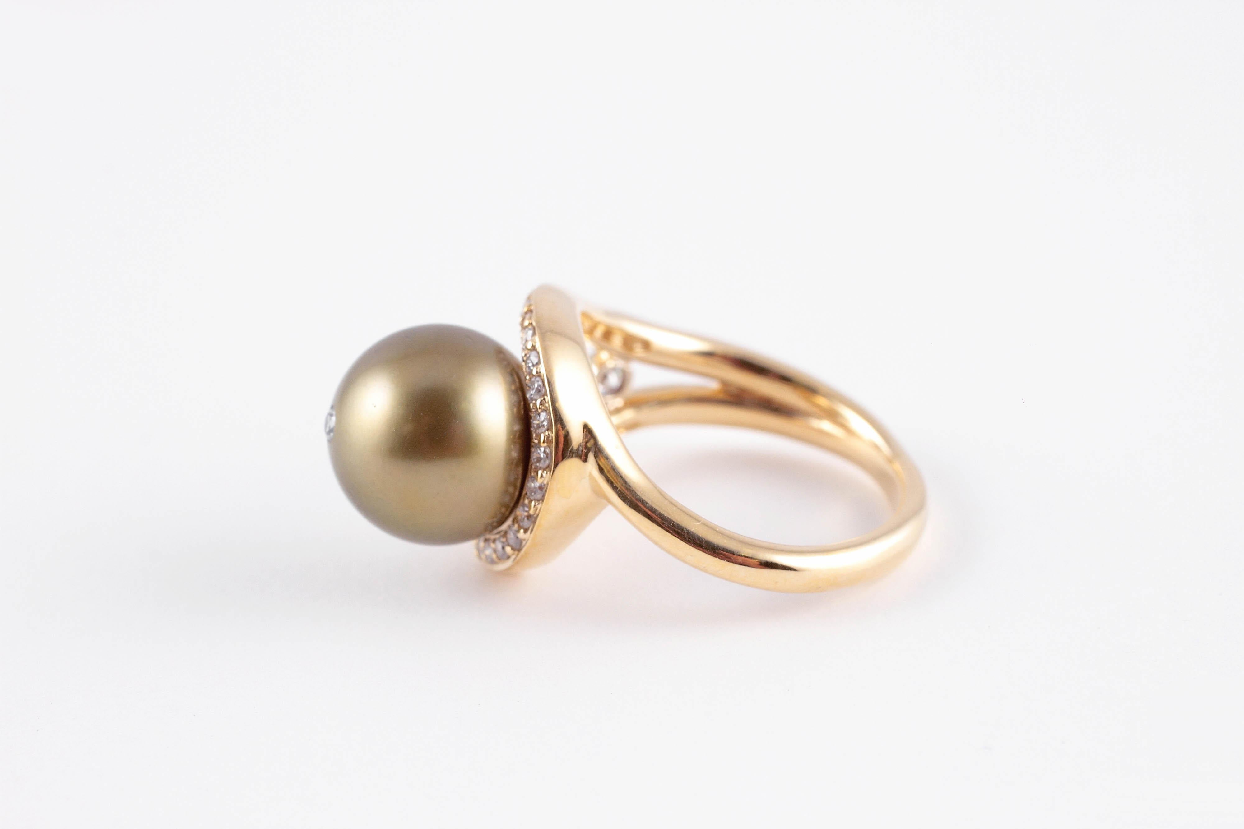 Tahiti-Perlen-Diamantring von Honora im Zustand „Gut“ im Angebot in Dallas, TX