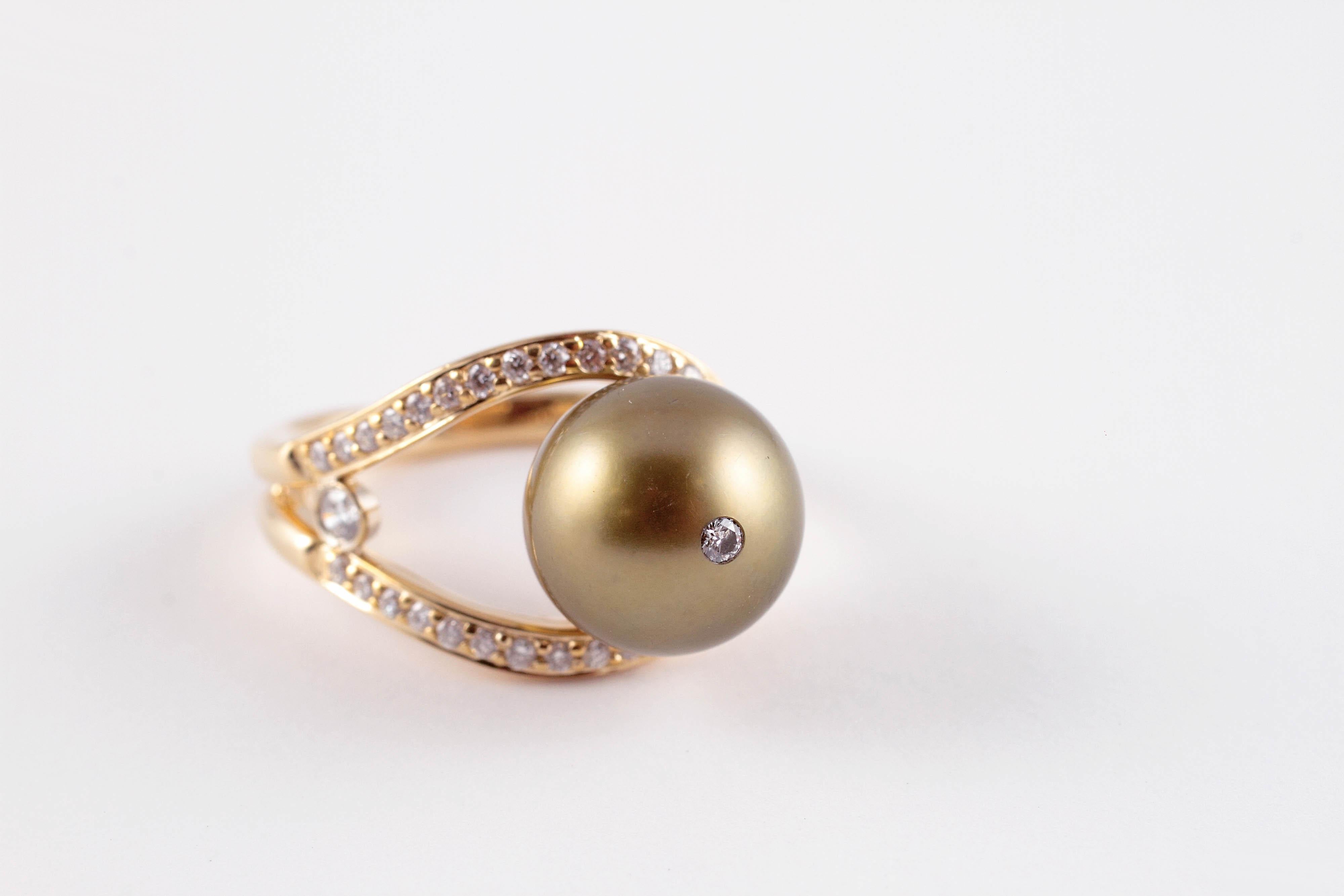 Tahiti-Perlen-Diamantring von Honora im Angebot 3