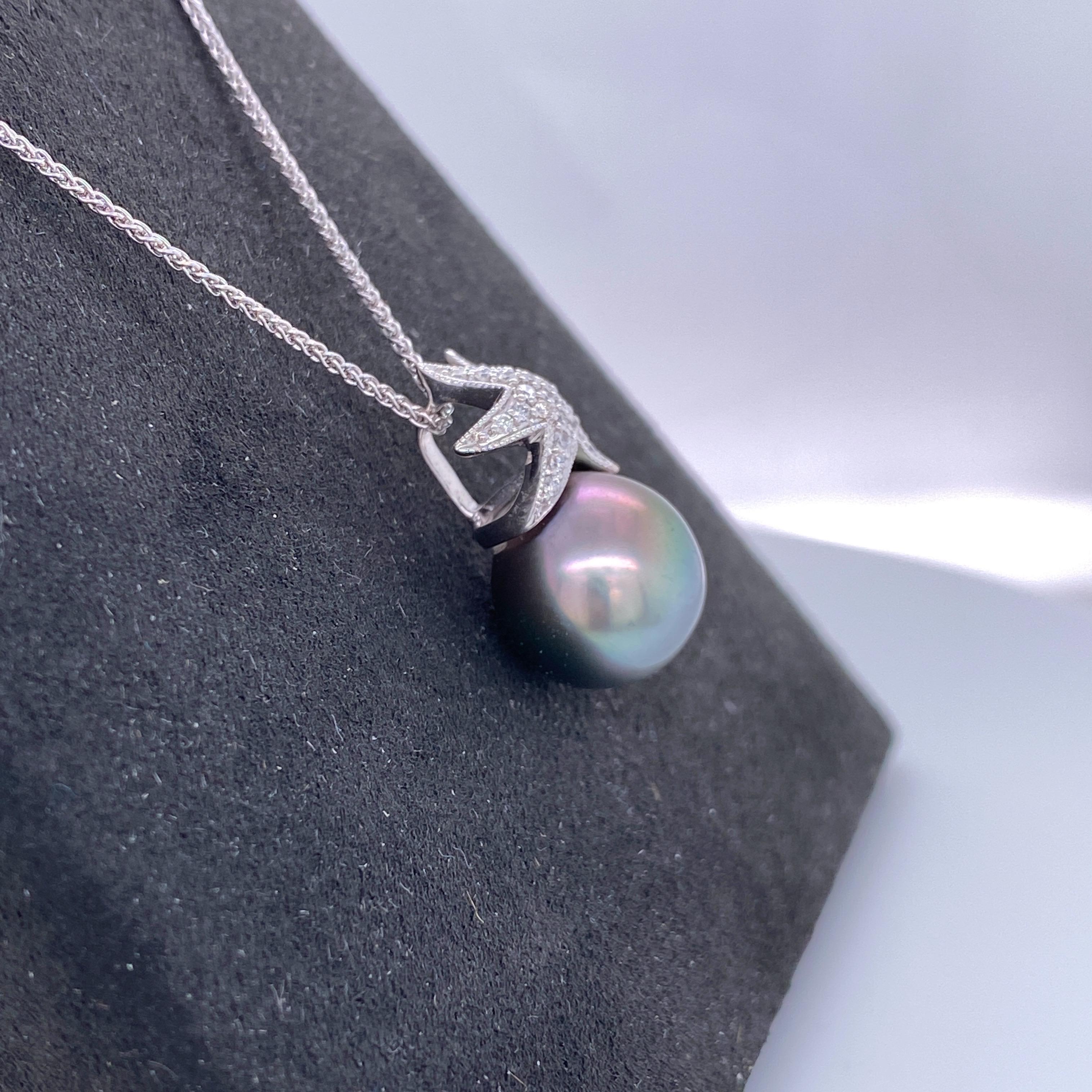 white gold tahitian pearl pendant