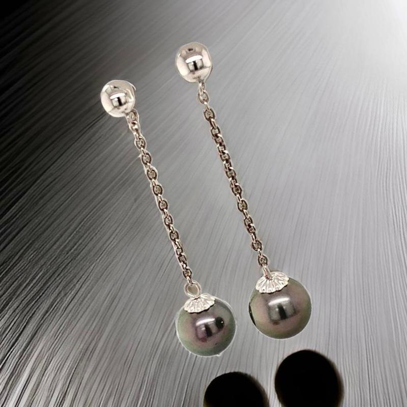 Orecchini di perle di Tahiti in oro bianco 14k certificato in vendita 2
