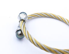 Tahitian Pearl Gold Plated Open Bangle