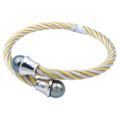Tahitian Pearl Gold Plated Open Bangle