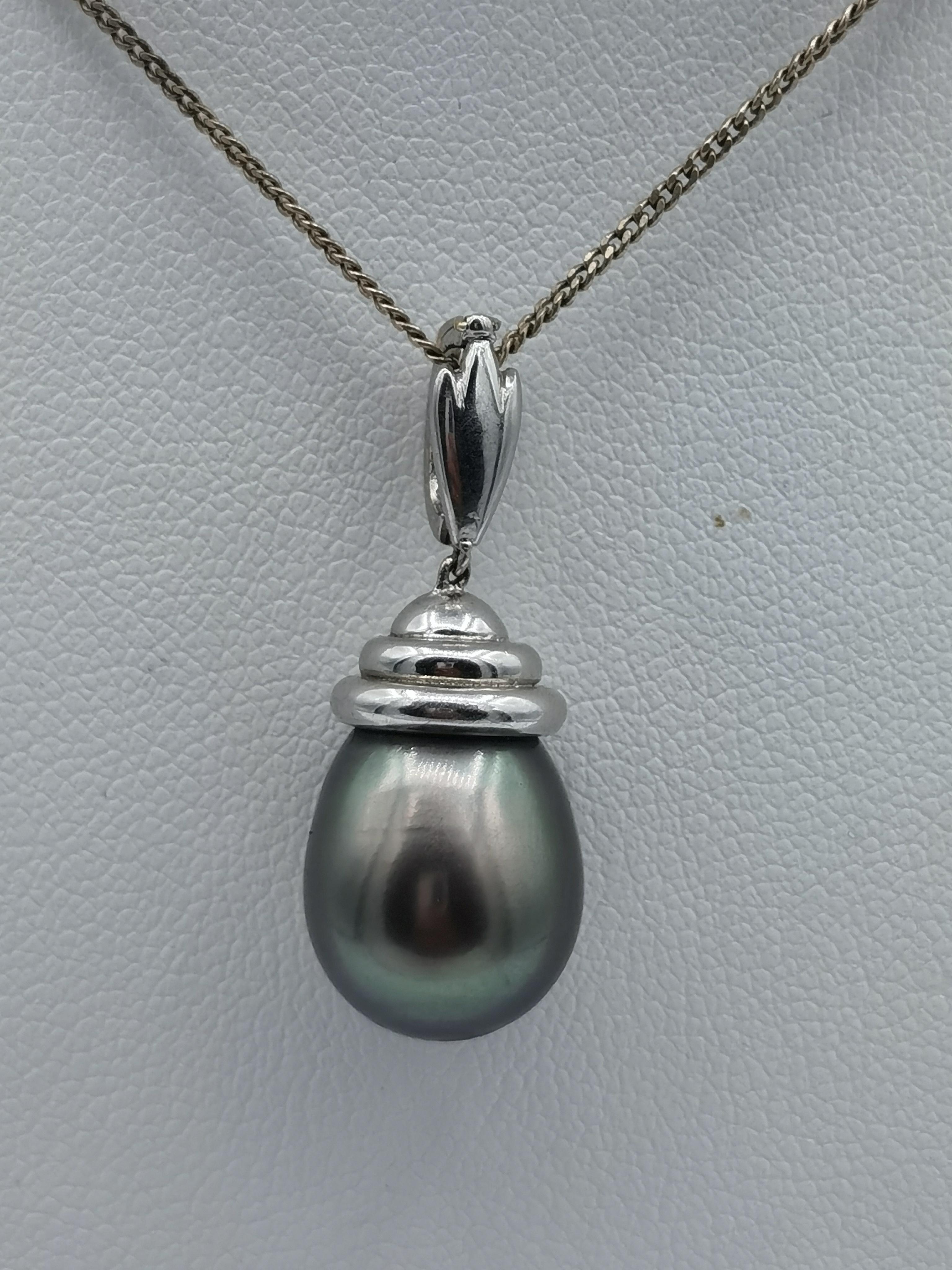 Tahitian pearl in white gold 18 k For Sale 1