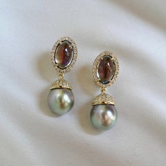 Tahitian Pearl & Moonstone Earrings