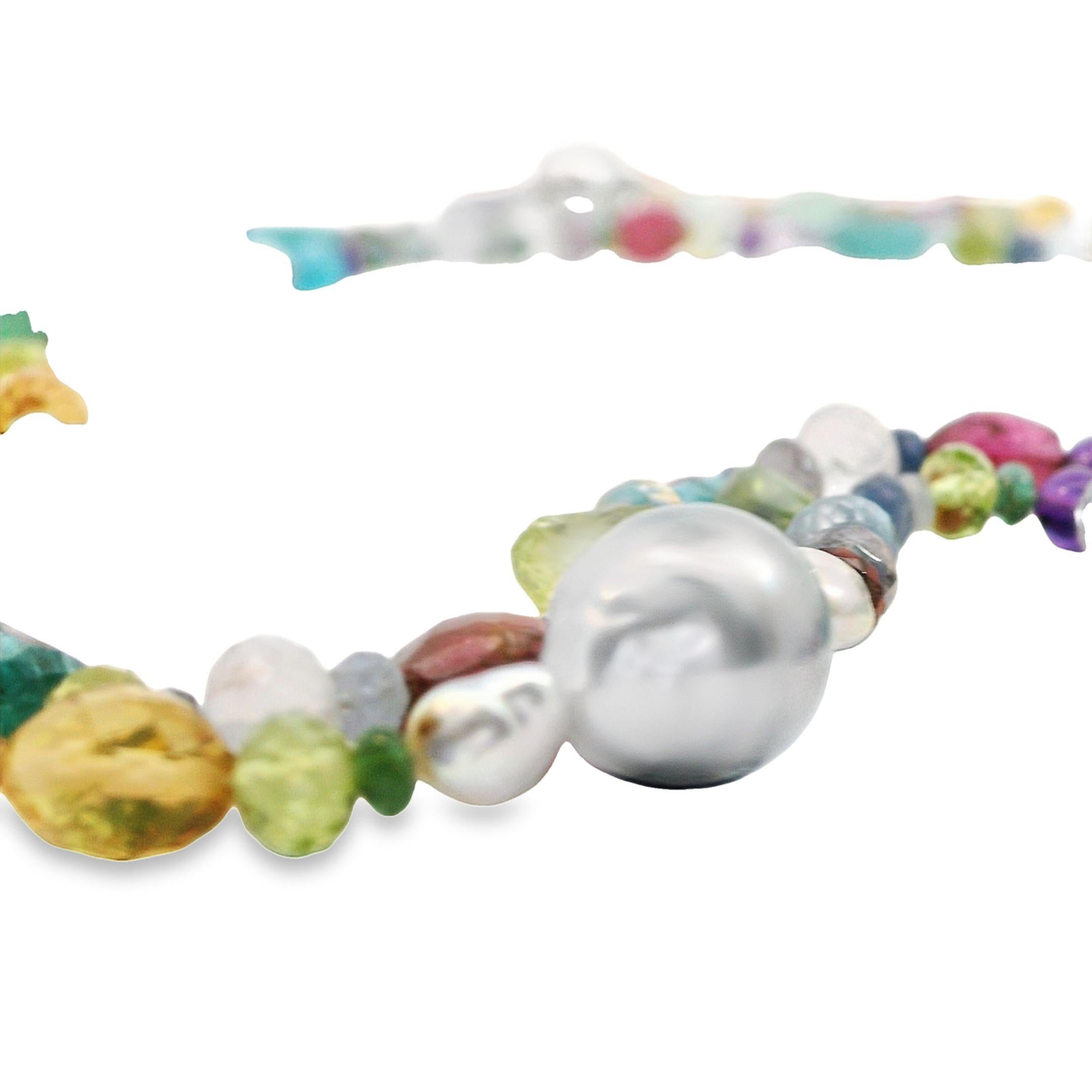 da uomo o donna Collana di perle tahitiane multicolore con perline lunghe e chiusura a 18 carati, Lynn Kathyrn Miller in vendita