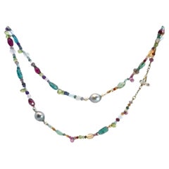 Collar largo de perlas de Tahití multicolor con cierre de 18k, Lynn Kathyrn Miller