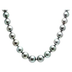 Tahitian Pearl Necklace 14k Solid White Gold Clasp