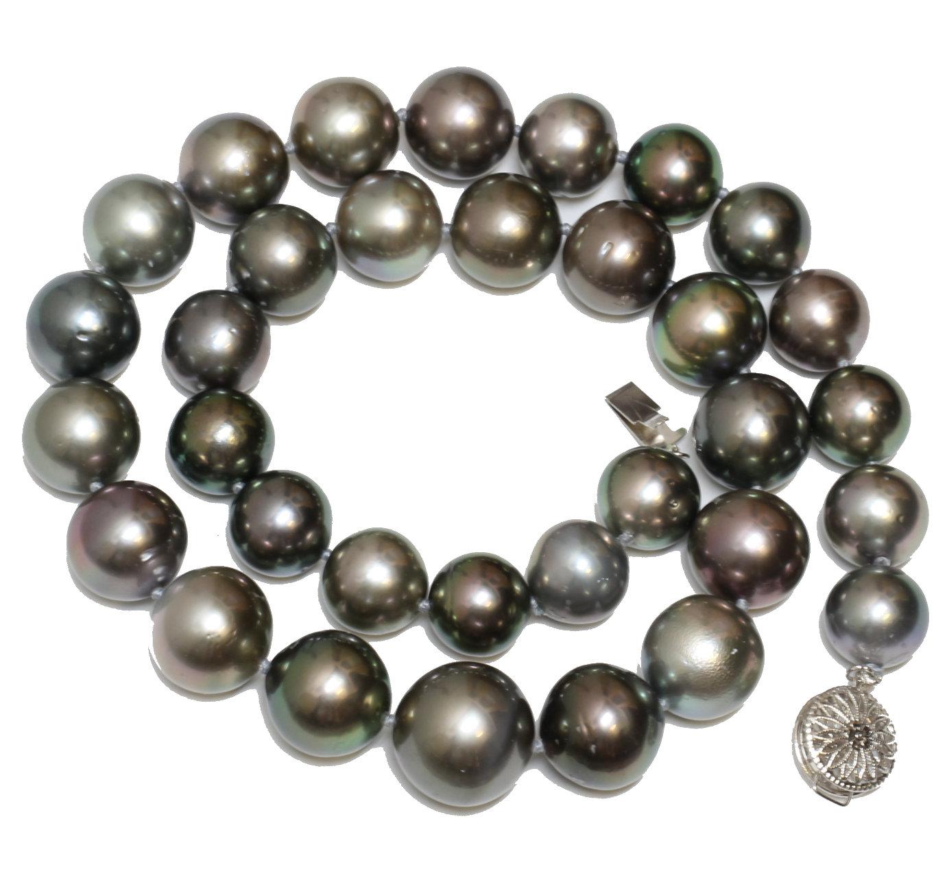 Uncut Tahitian Pearl Necklace 16 - 12 mm 14k Gold 19