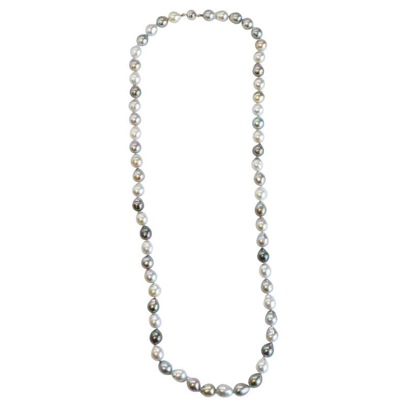 Magnificent extra long Black Tahitian Pearl Necklace at 1stDibs