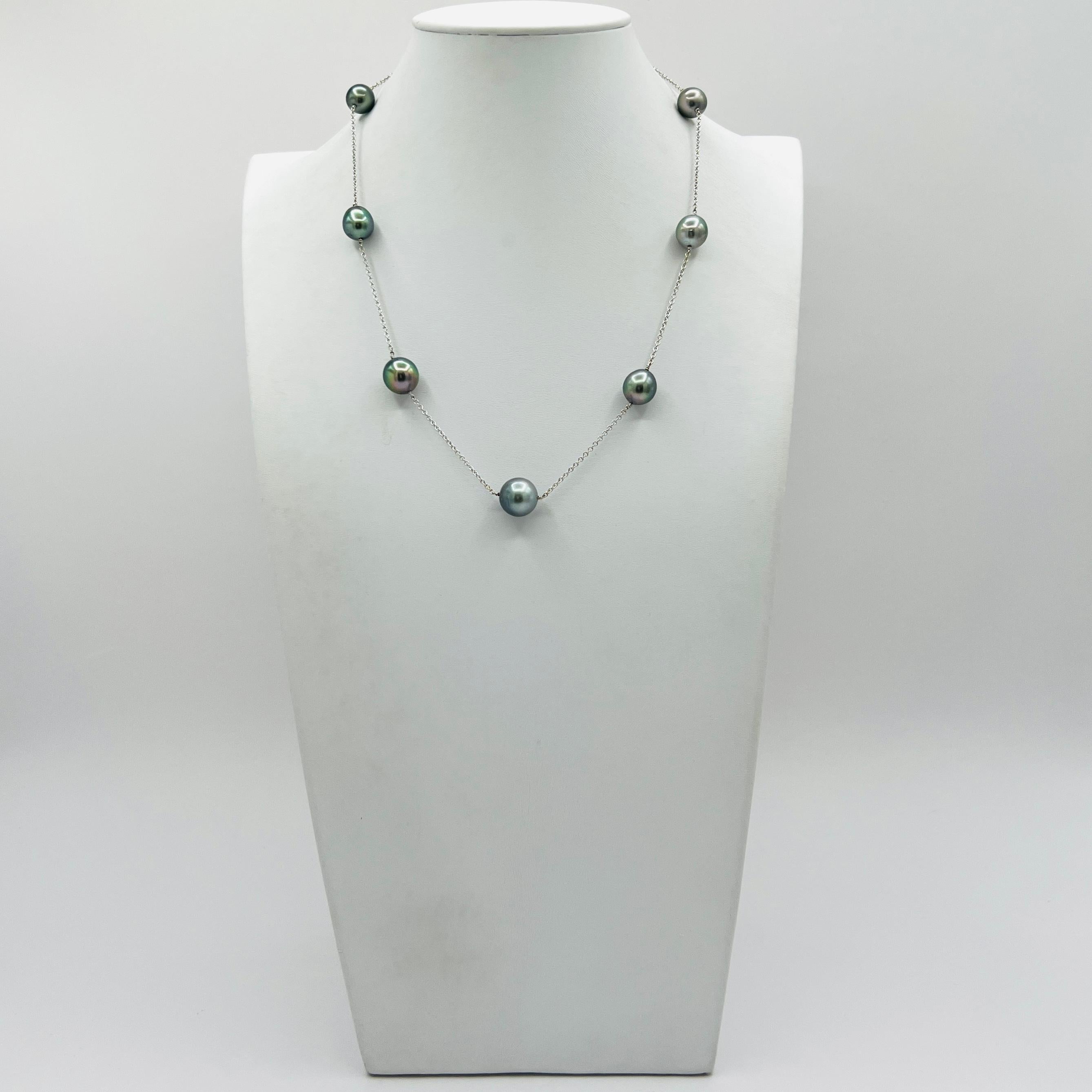 Collana di perle di Tahiti in oro bianco 18 carati in vendita 1
