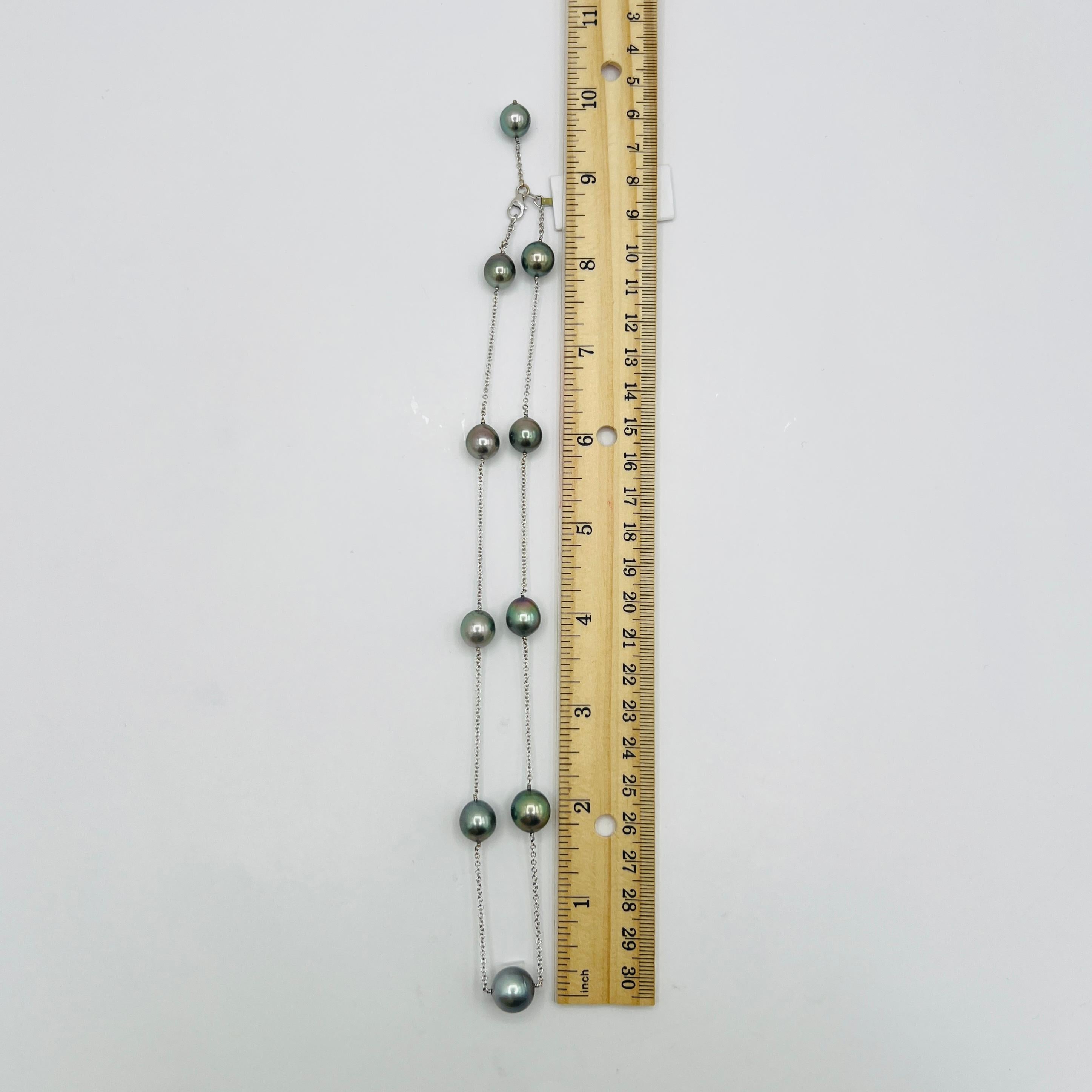 Collana di perle di Tahiti in oro bianco 18 carati in vendita 3