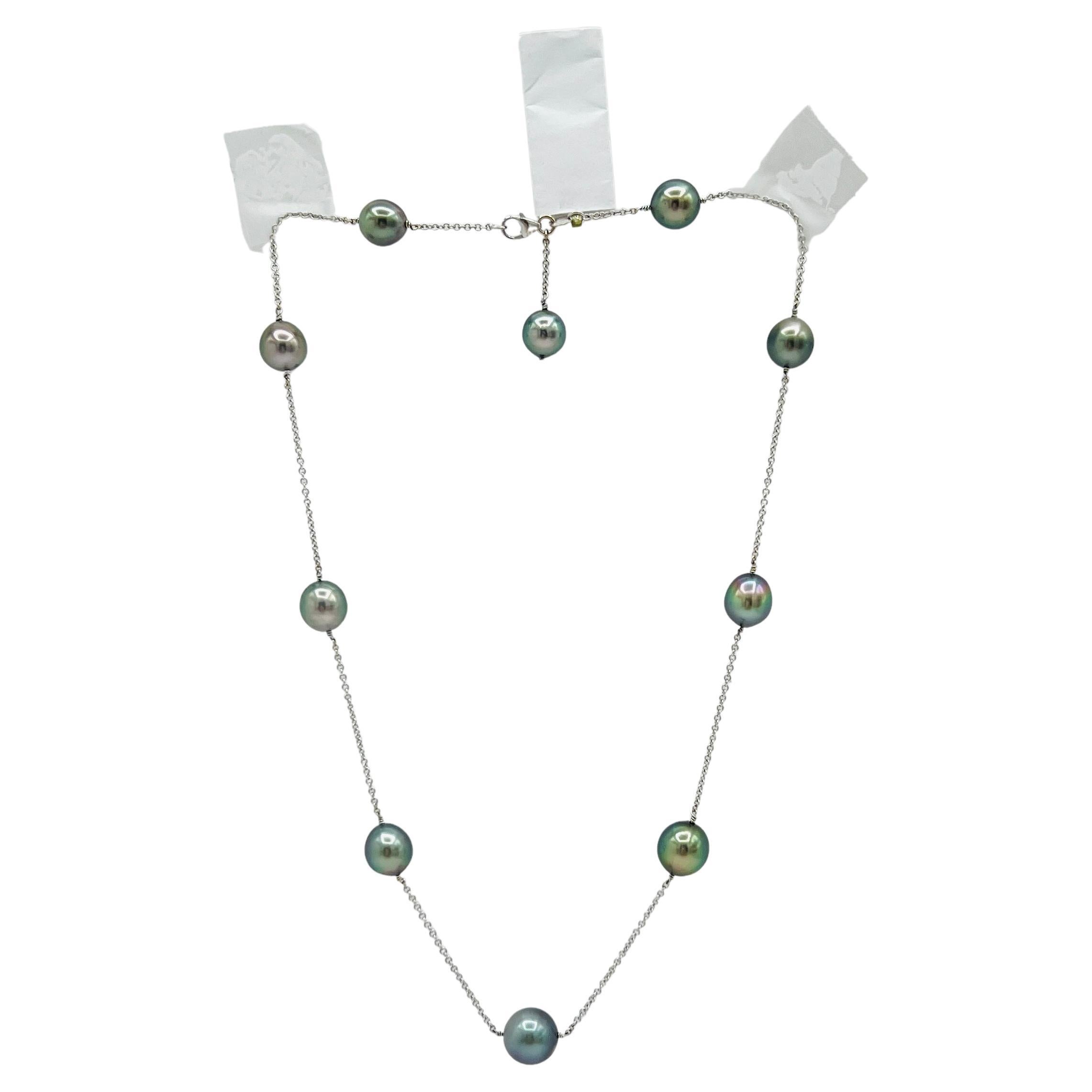 Tahitian Pearl Necklace in 18K White Gold