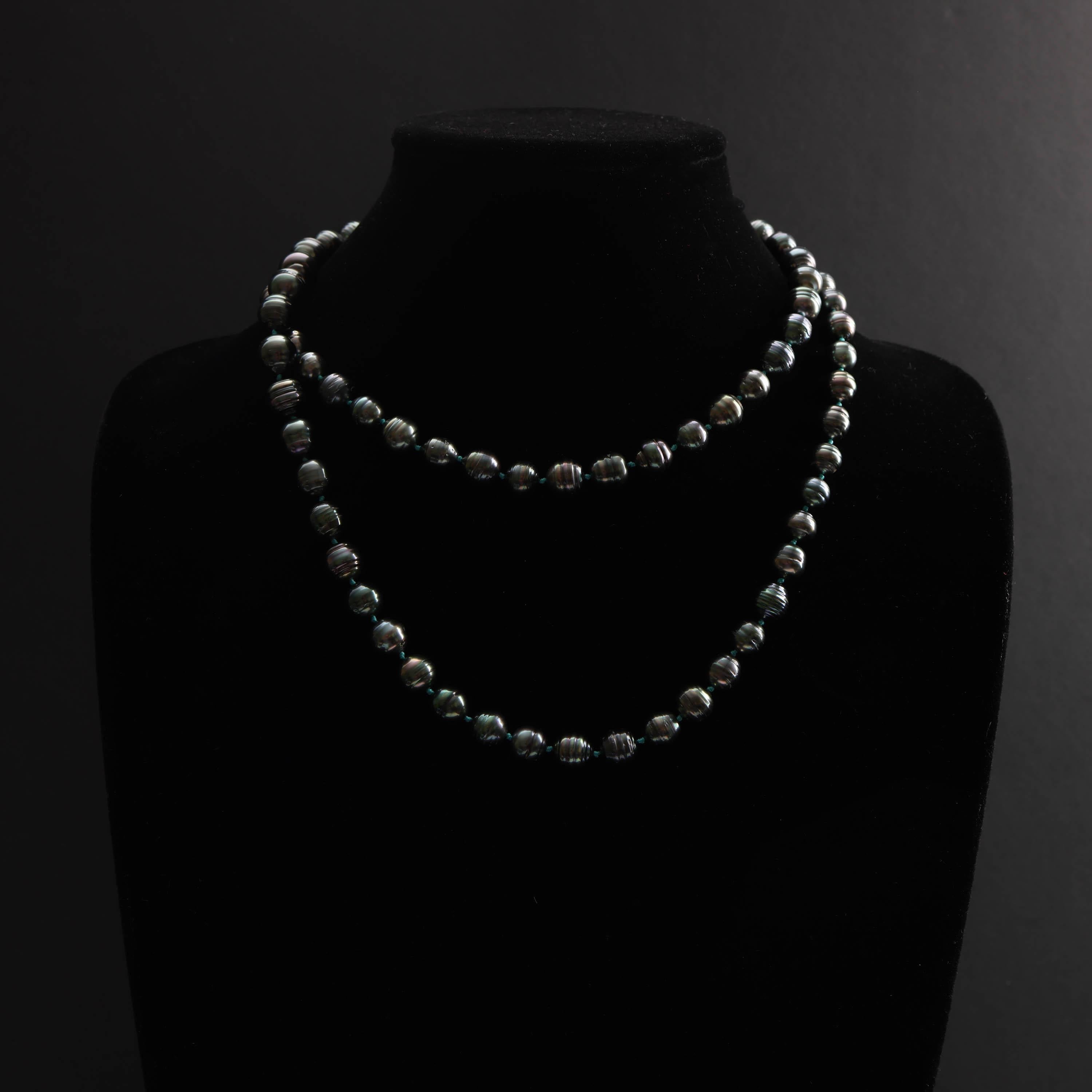 Tahiti-Perlenkette in natürlicher Farbe für Damen oder Herren