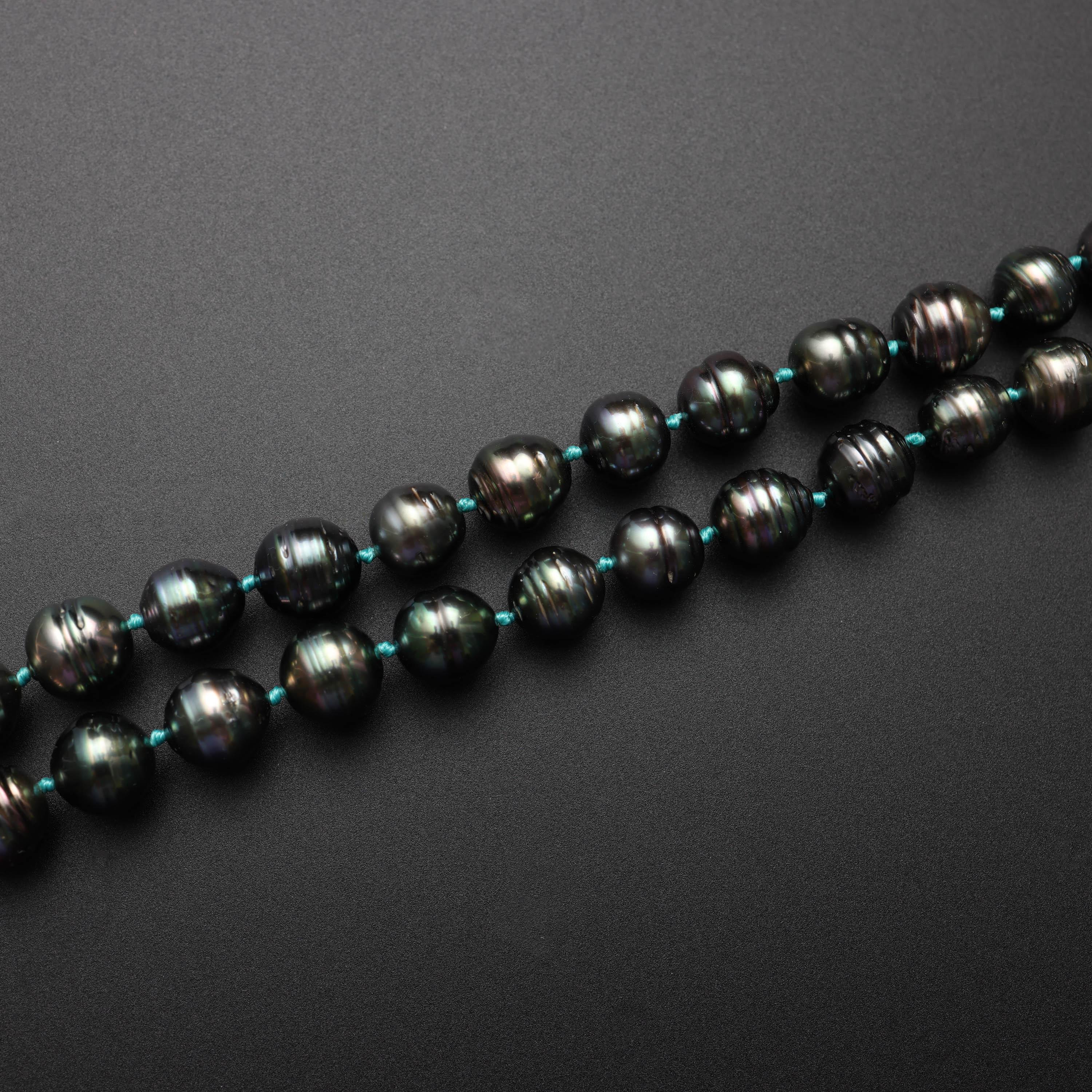 Artisan Tahitian Pearl Necklace Natural Color For Sale