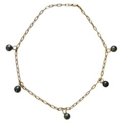 Tahitian Pearl Necklace with 18k Gold and 14k Gold