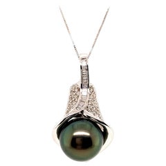 13.1MM Black Tahitian Pearl Pendant Necklace