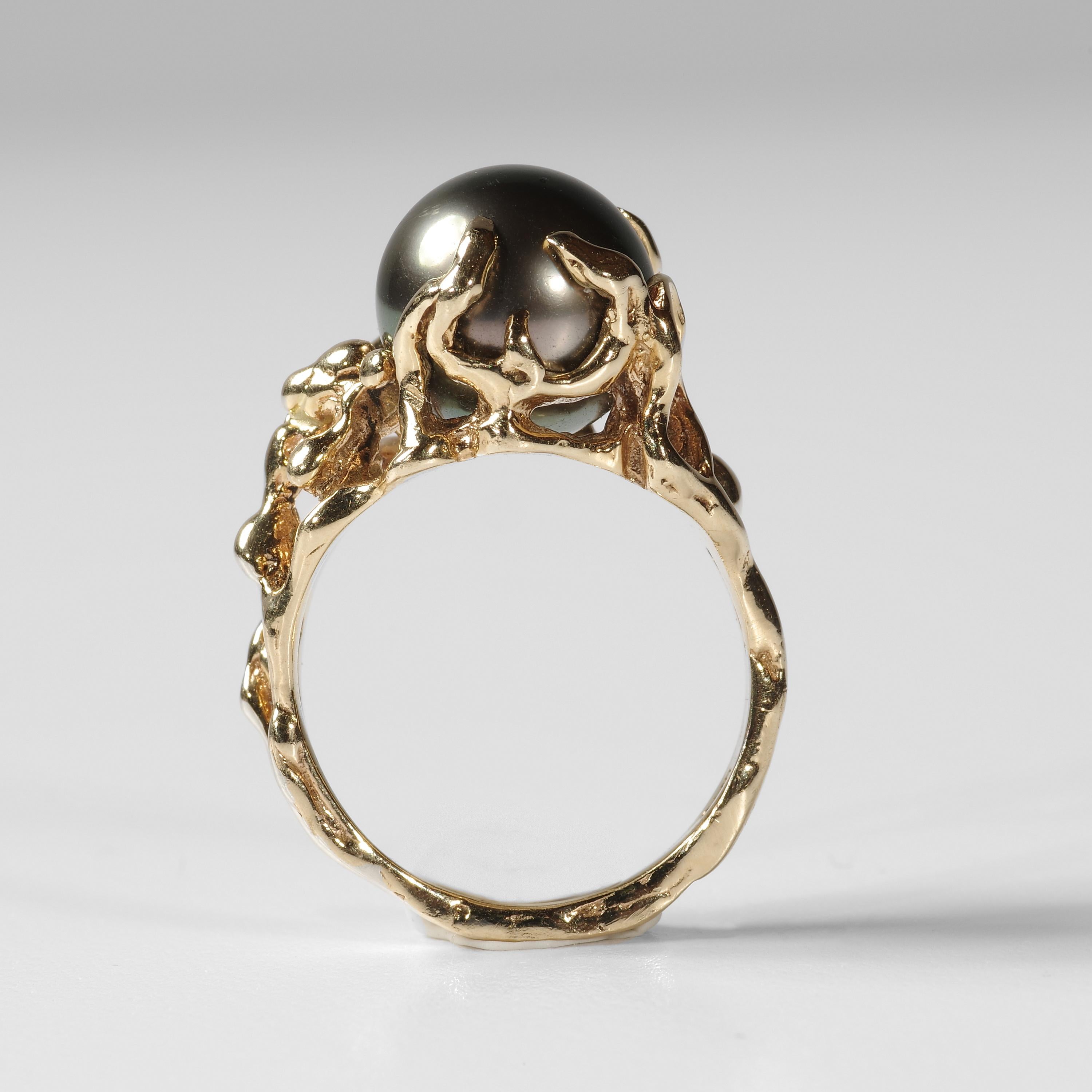 Tahiti Perlen Ring Midcentury im Zustand „Hervorragend“ in Southbury, CT