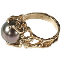 Vintage Tahitian Pearl Ring Midcentury