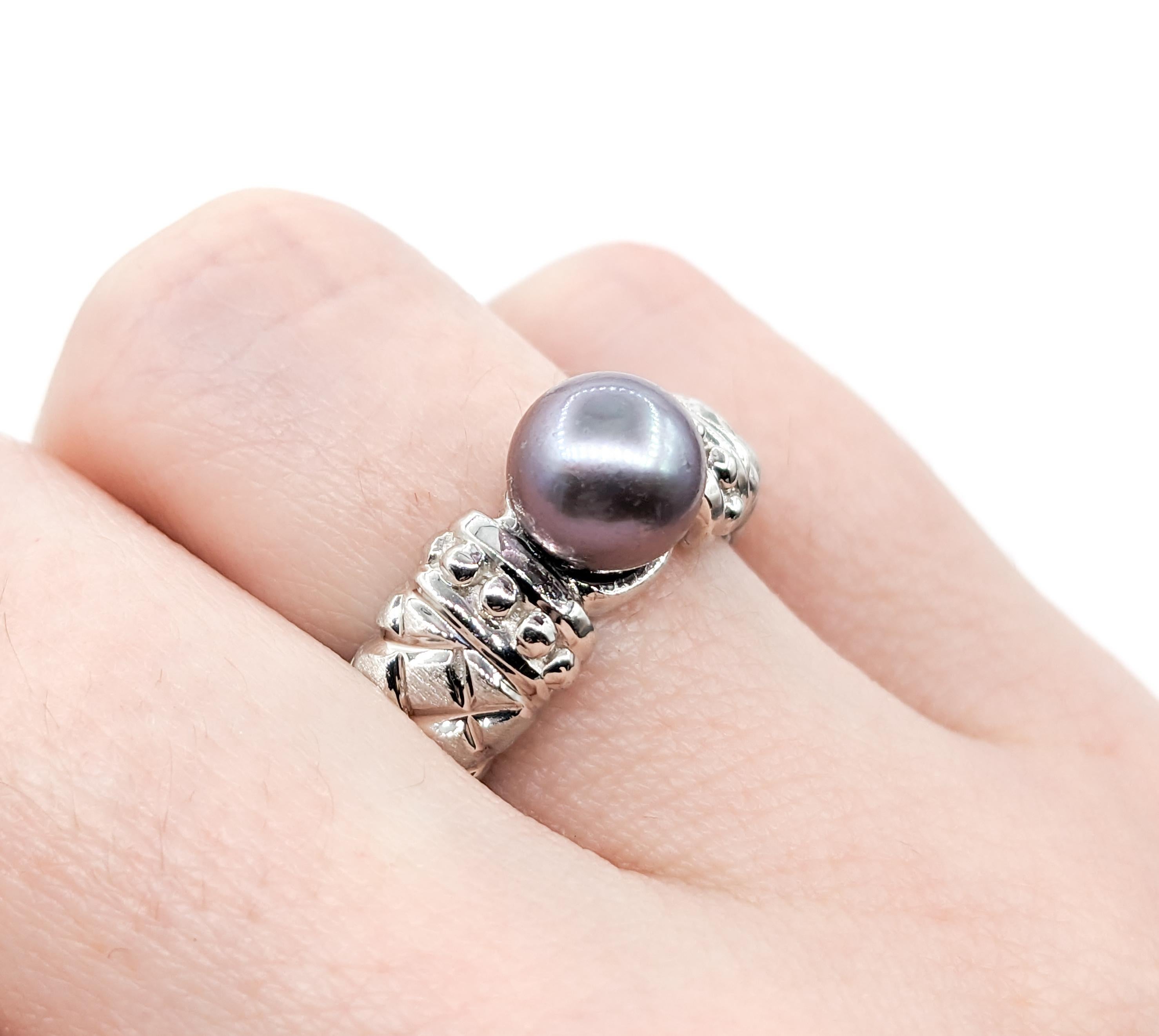 Tahitian Pearl Ring White Gold For Sale 4