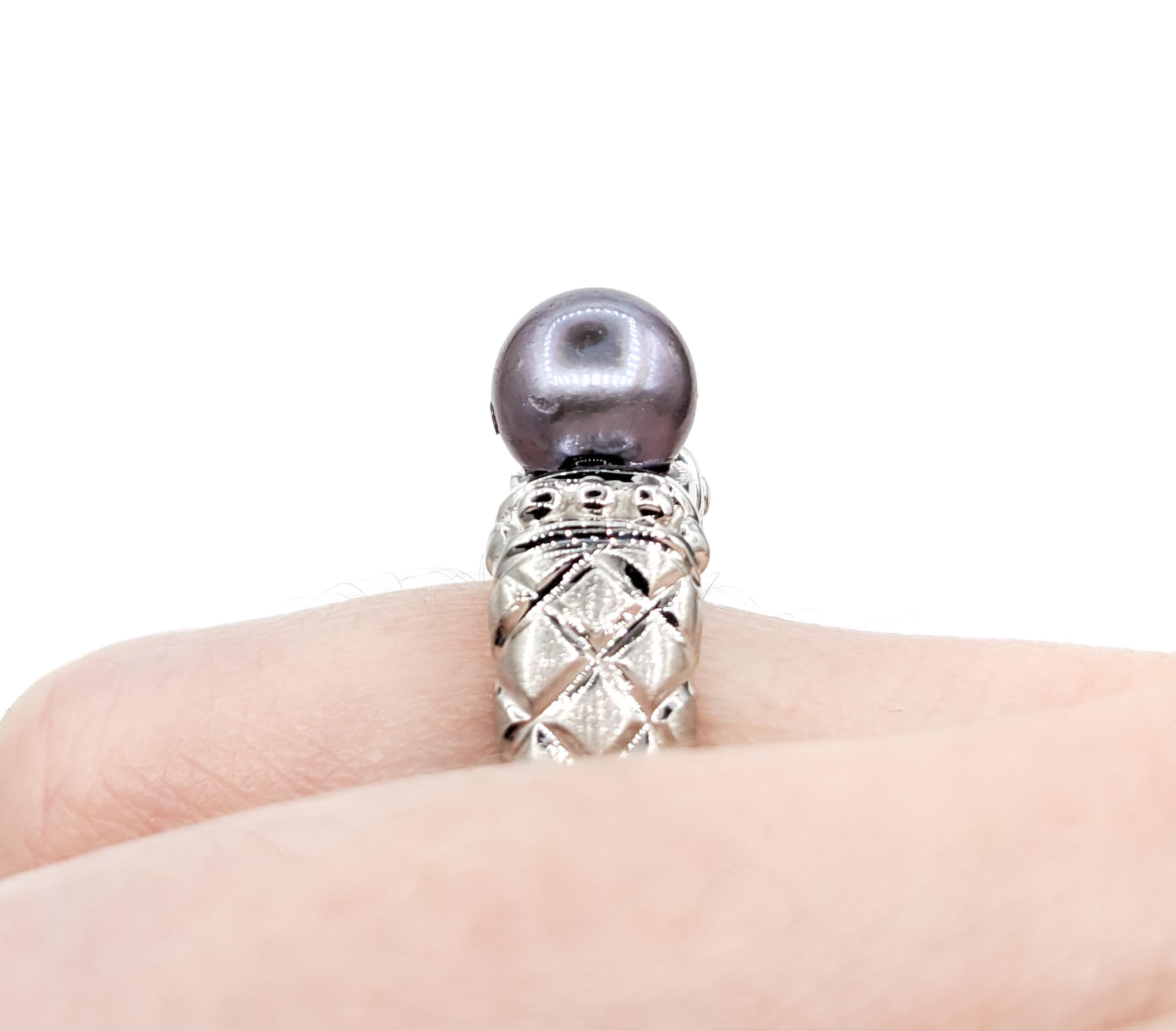 Tahitian Pearl Ring White Gold For Sale 1