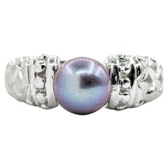 Vintage Tahitian Pearl Ring White Gold