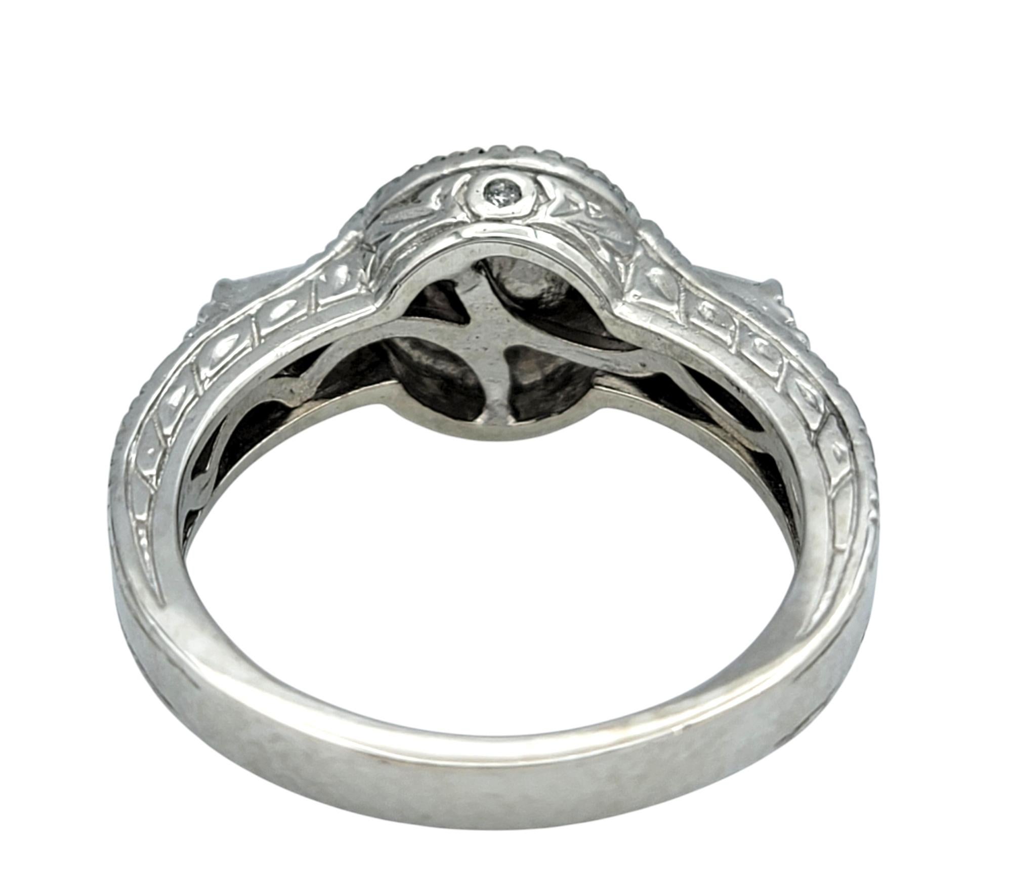 Anello con perla di Tahiti, diamanti baguette e rotondi e grana in platino In condizioni buone in vendita a Scottsdale, AZ