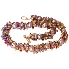 Tahitian Pearl Semi Precious Stone Necklace by Marya Dabrowski