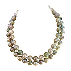 Tahitian Pearl Shades of Black and Grey Long Strand Necklace