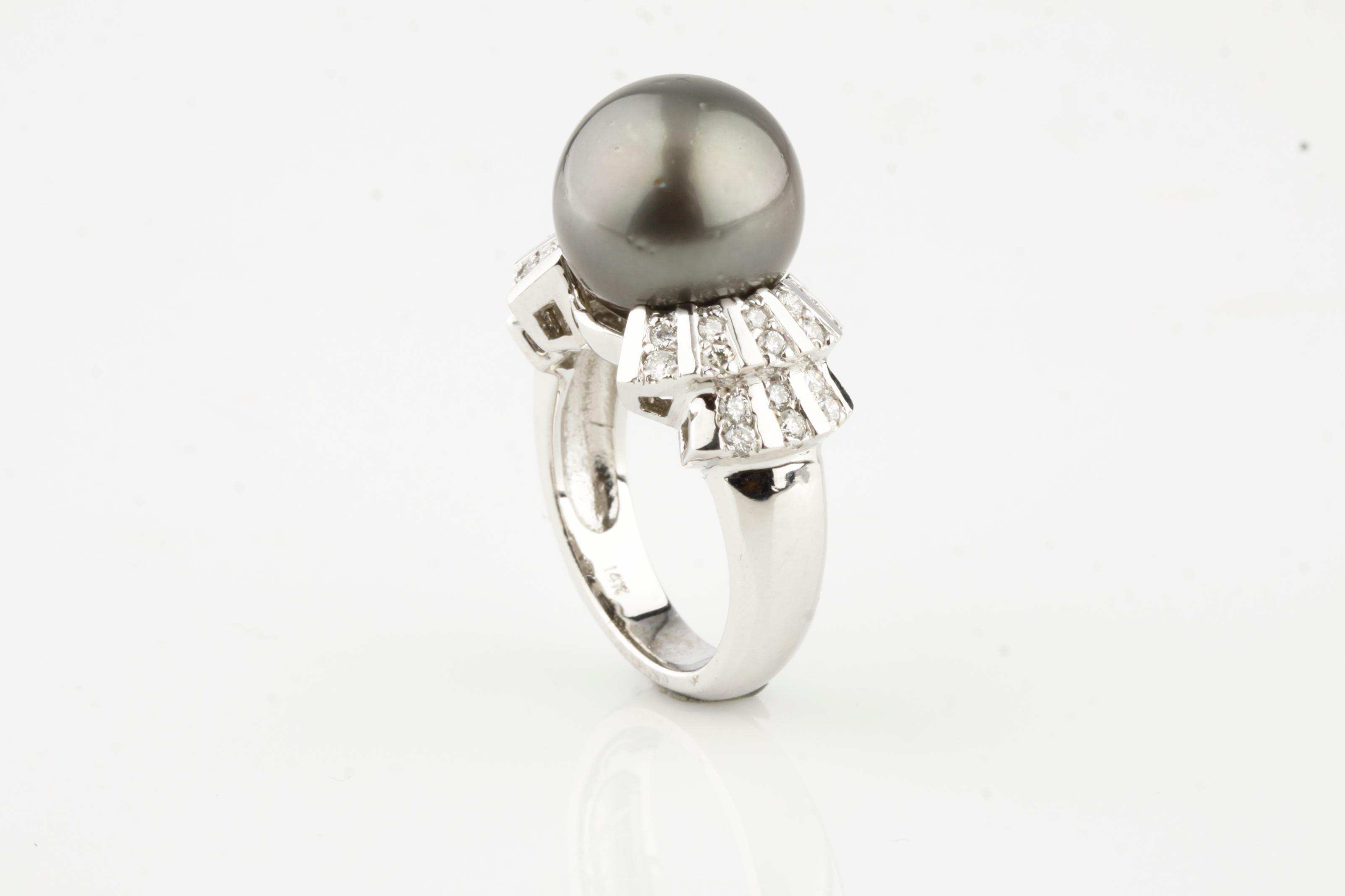 pearl ring with diamond accents