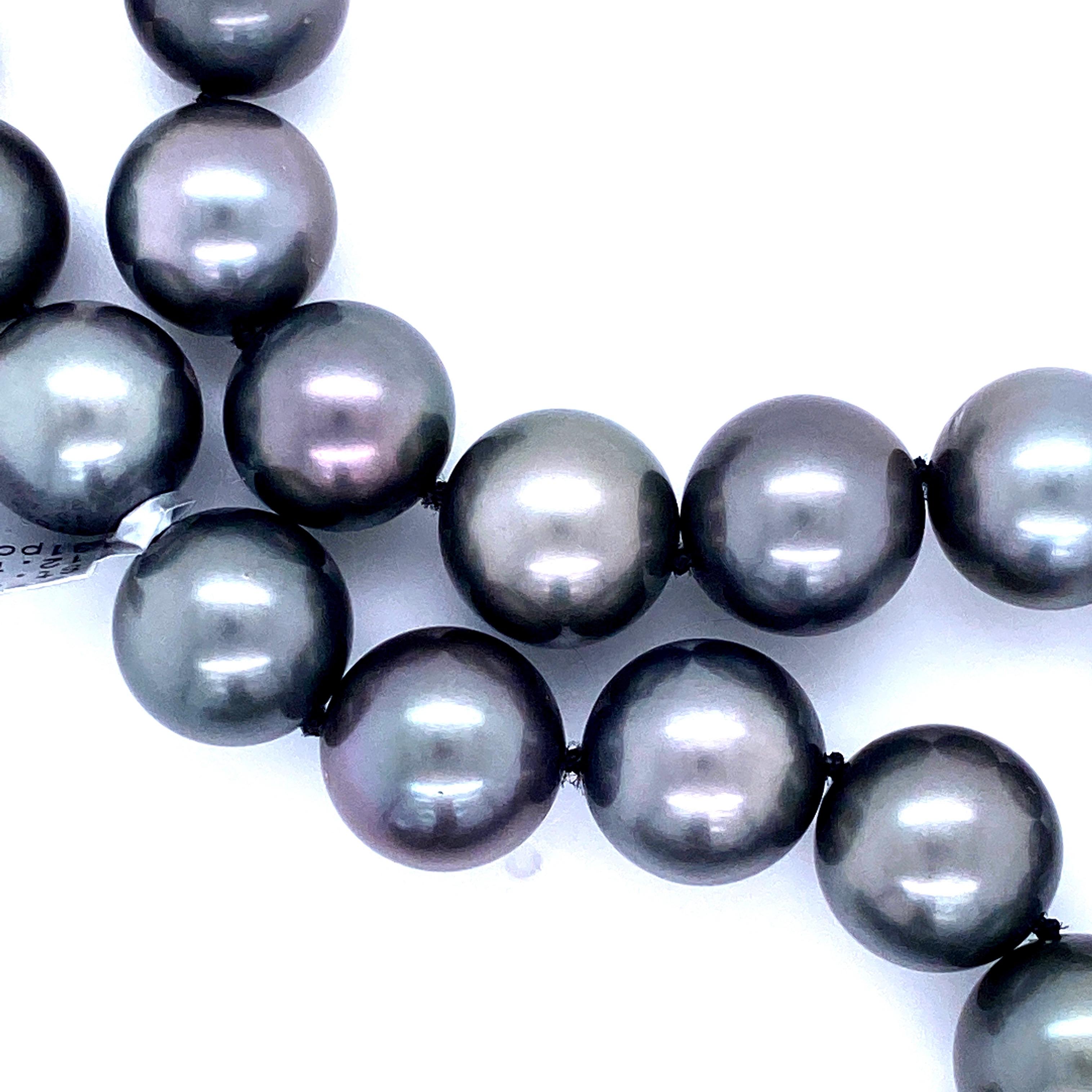 Women's Tahitian Pearl Strand Necklace 14 Karat White Gold