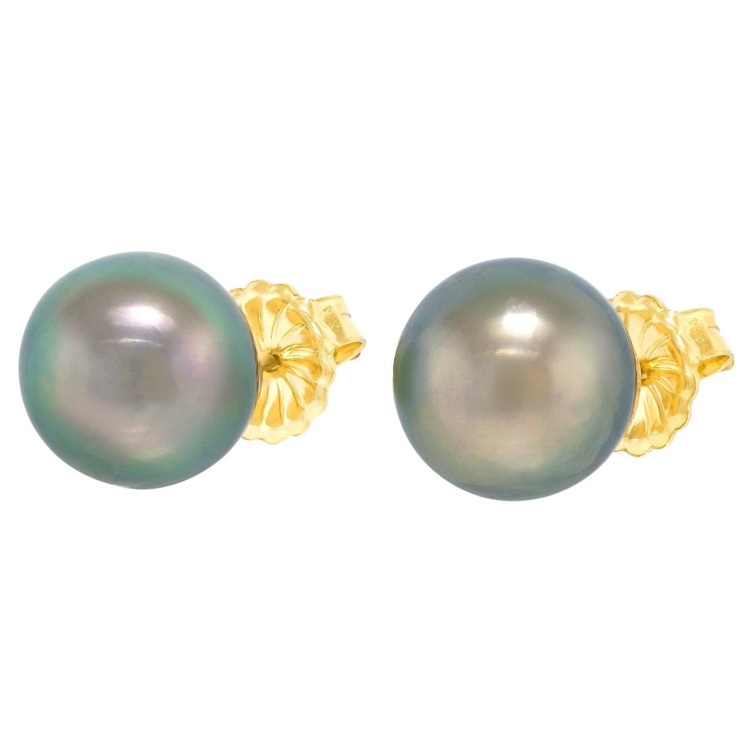 Borchie con perle di Tahiti in vendita