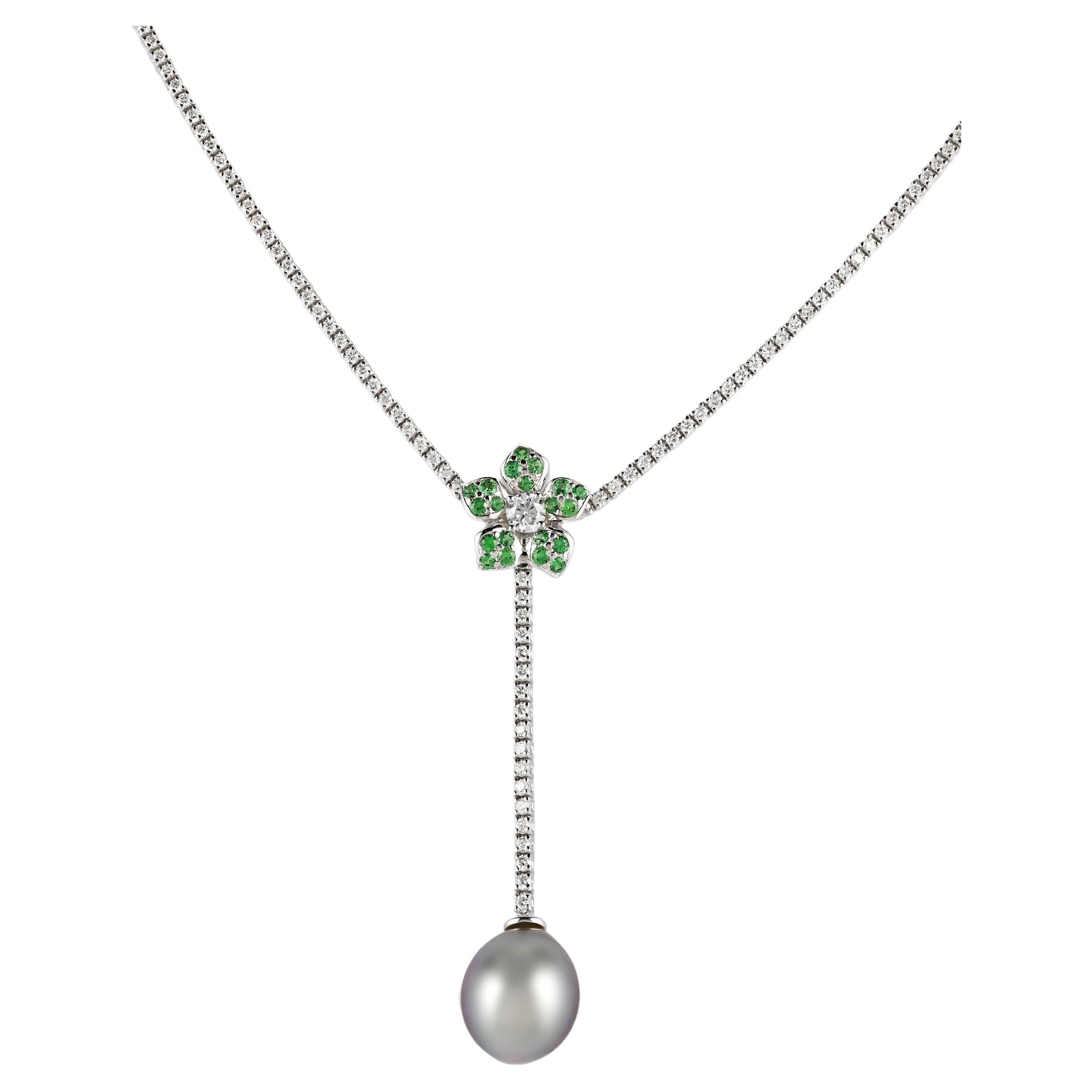 Tahitian Pearl, Tsavorite and Diamond Necklace