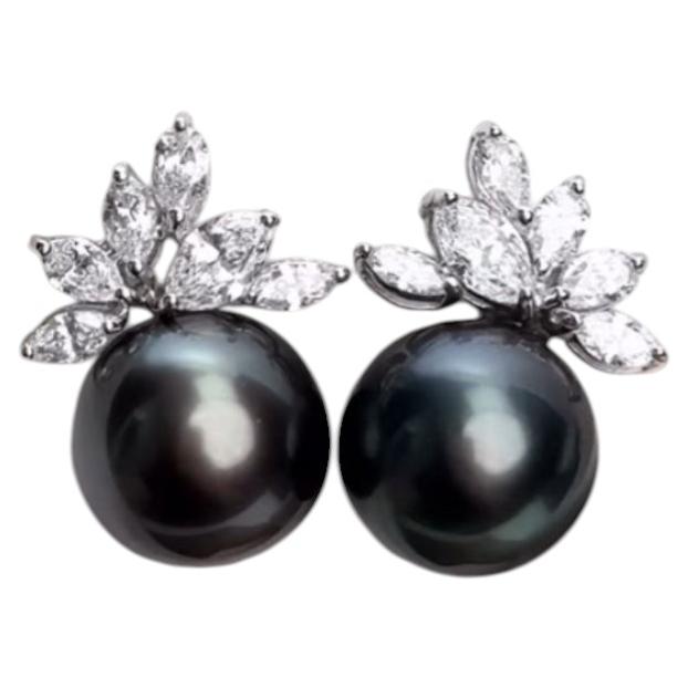 Tahitian Pearls & Diamonds 18k Gold Earrings