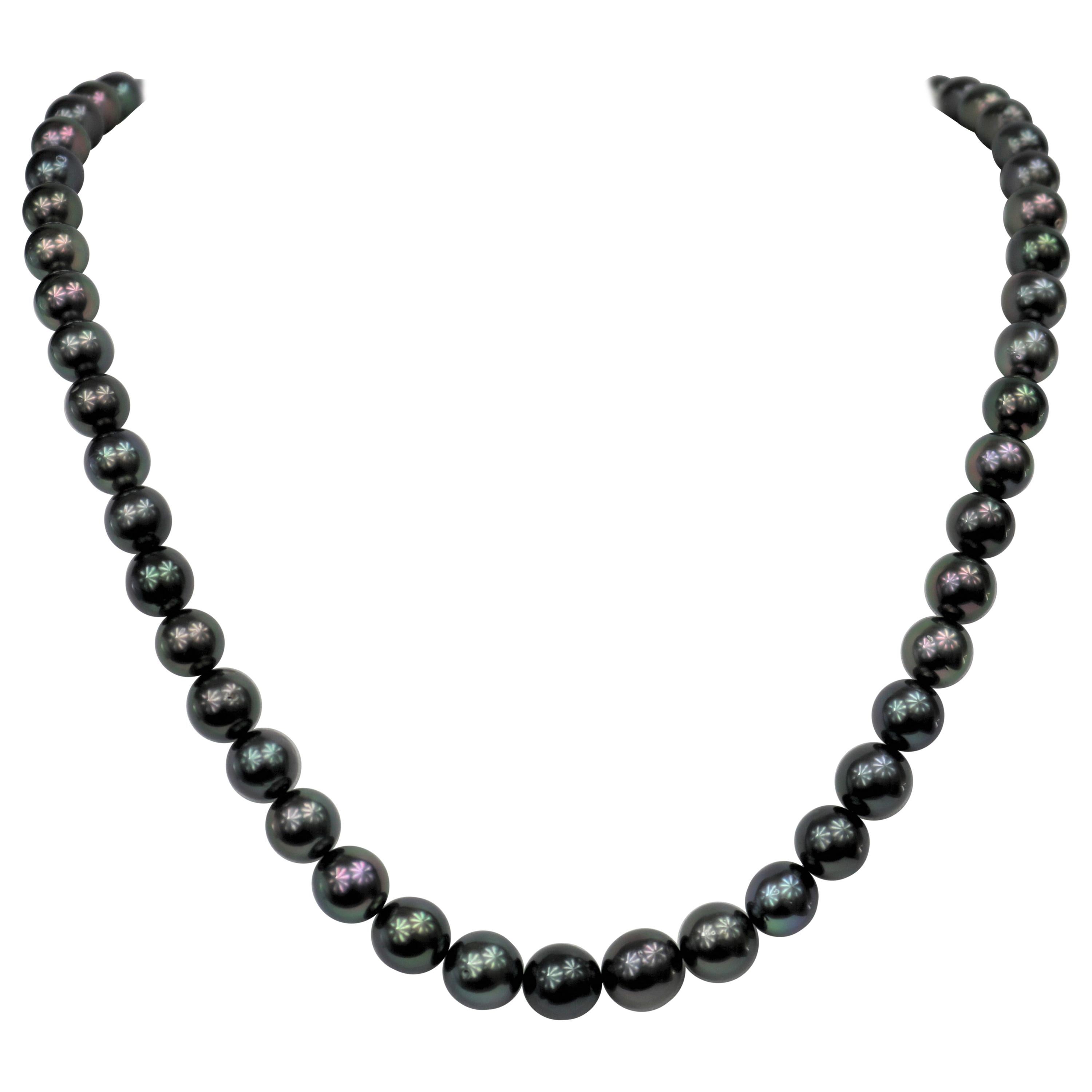 Tahitian Peacock Near-Round Double-Strand Pearl Necklace with Gold ...