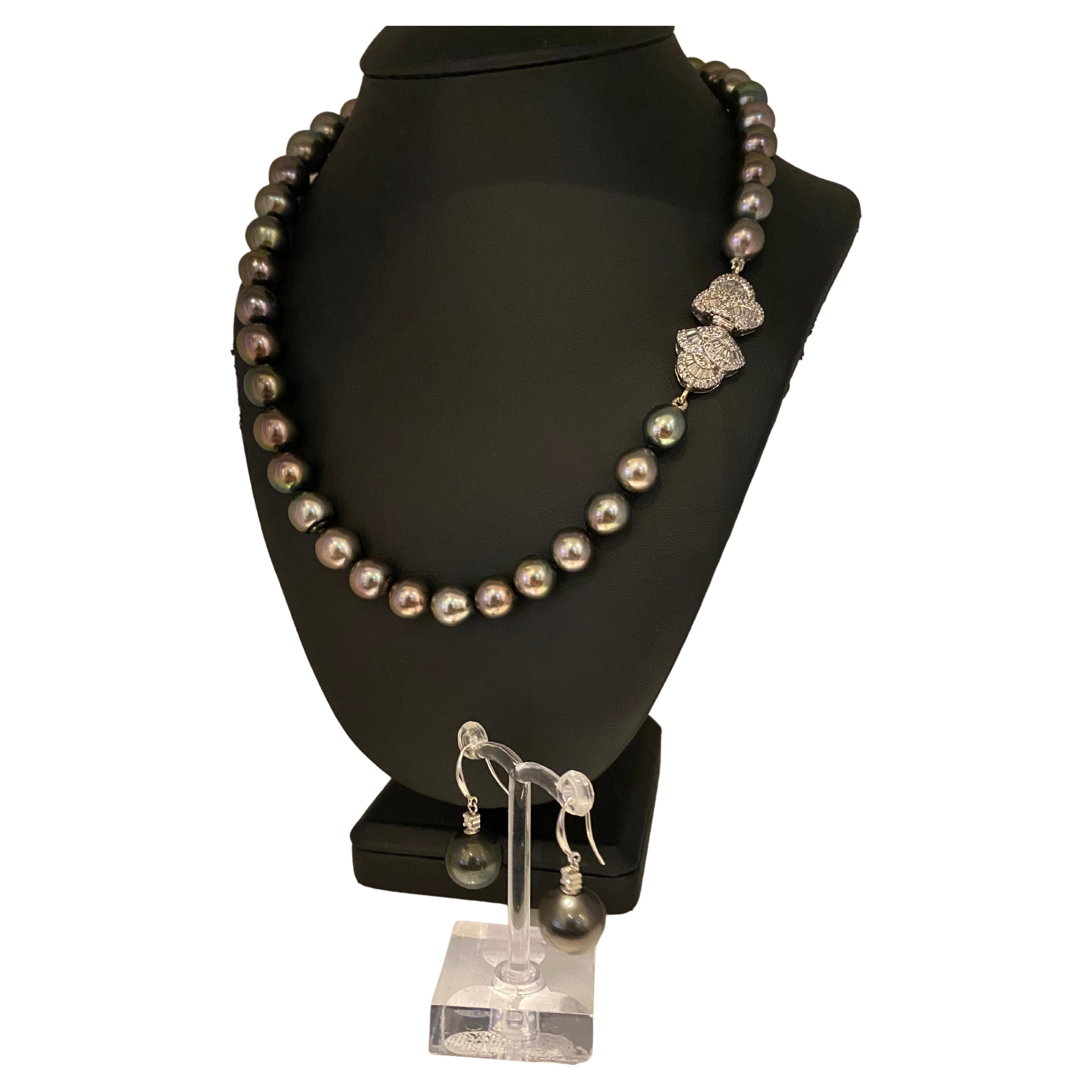 Tahitian Royal Peacock 9-11mm Pearl Necklace and Tahitian Pearl and ...