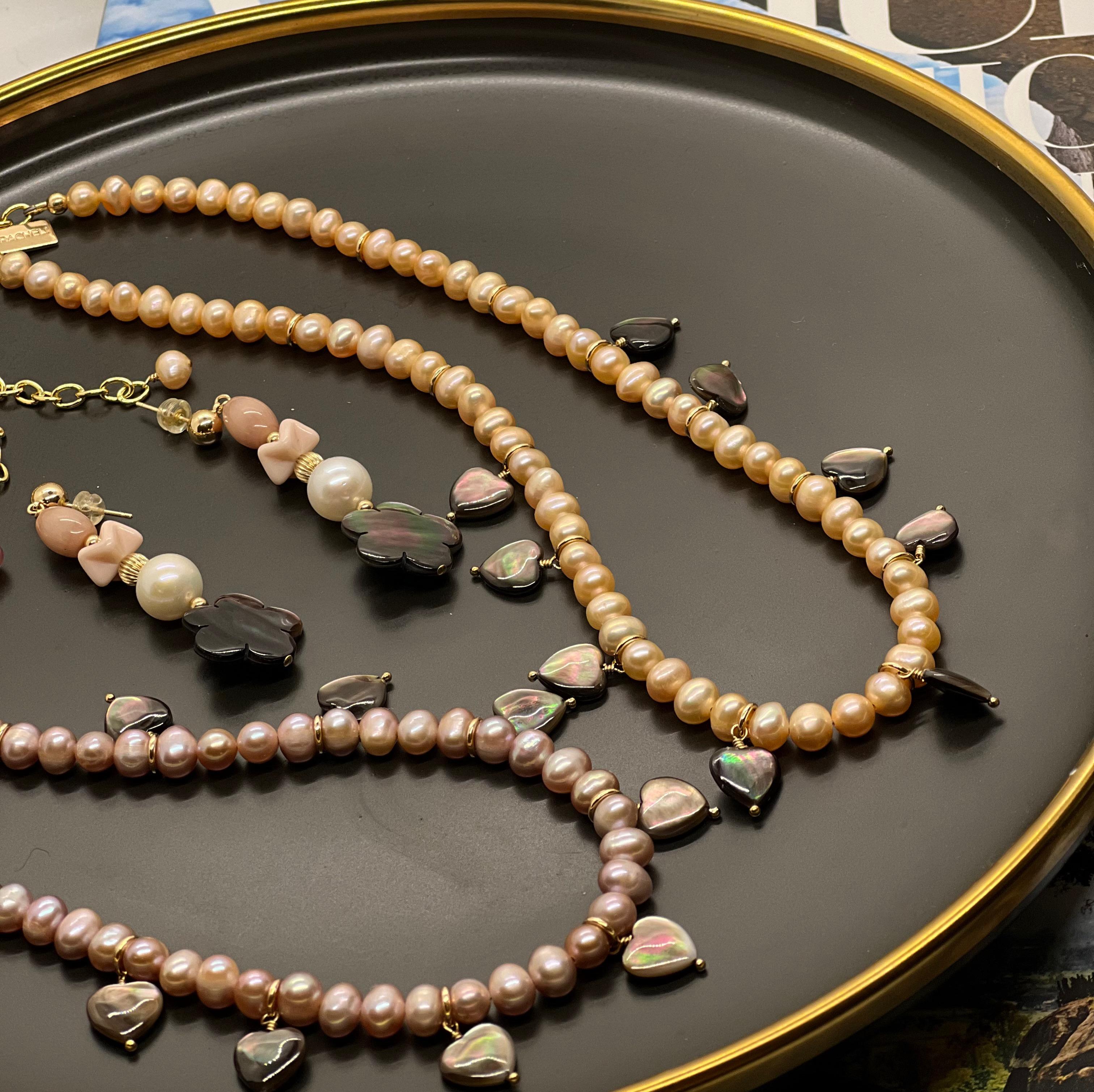 Perle Collier de coquillages de Tahiti avec perles lavandes en vente